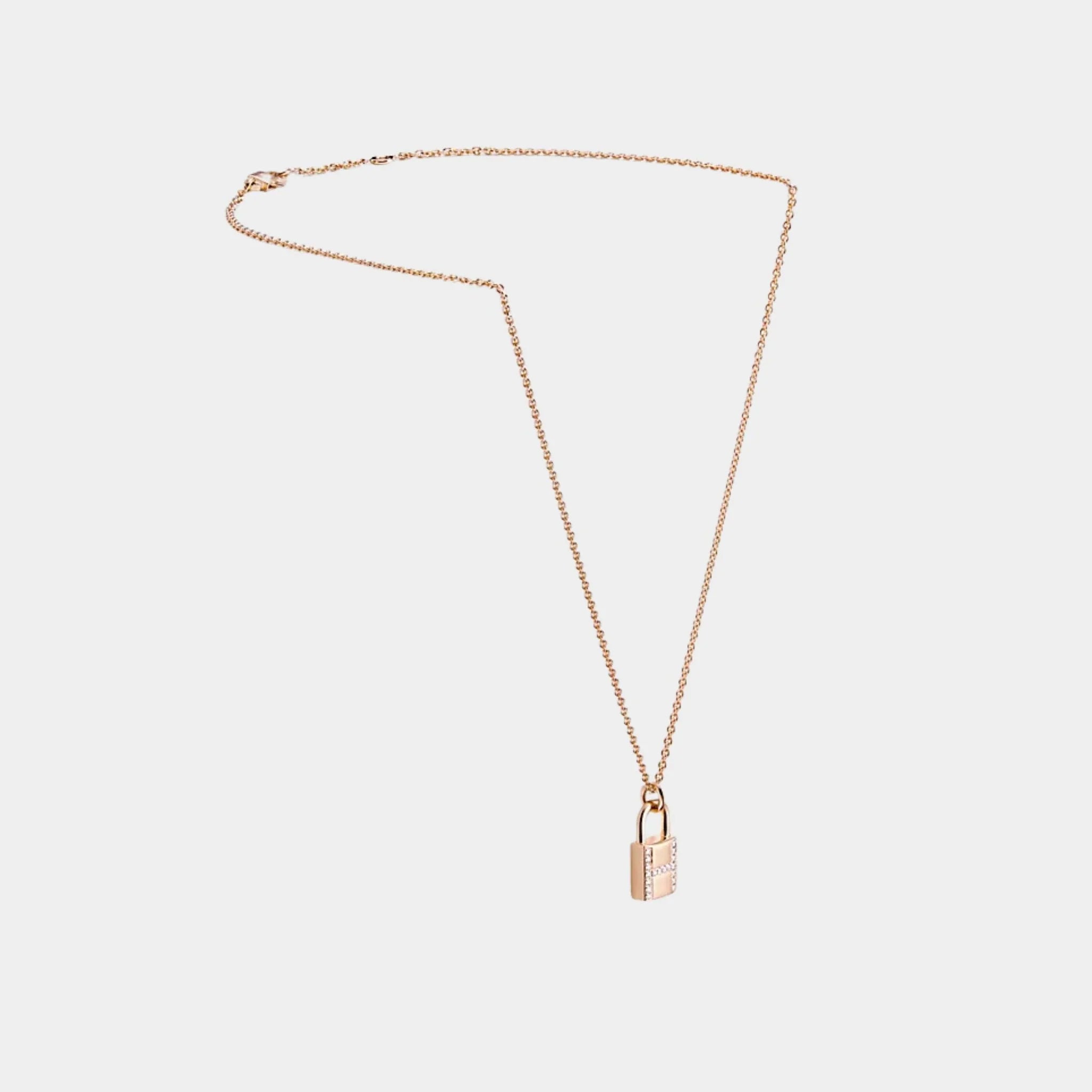 Kelly Padlock Pendant Rose Gold - Diamonds