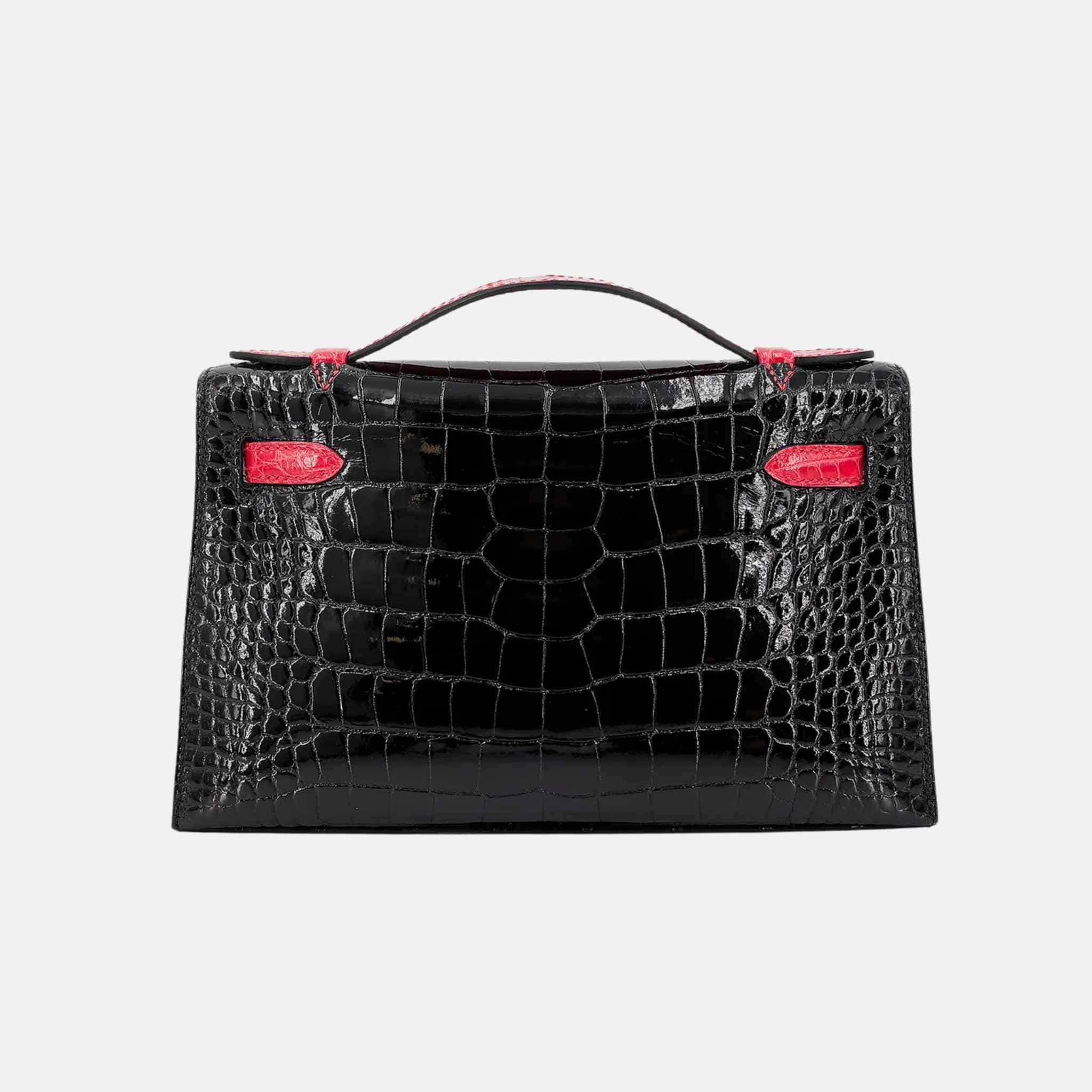 Kelly Pochette HSS Alligator Black/Geranium PHW