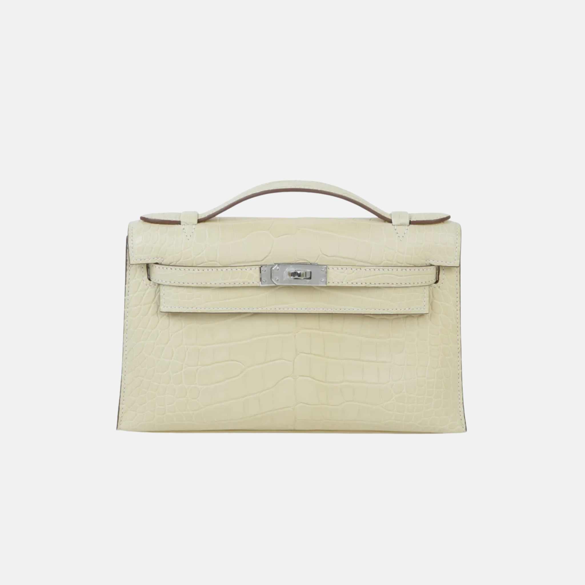 Kelly Pochette Matte Alligator Vanille PHW
