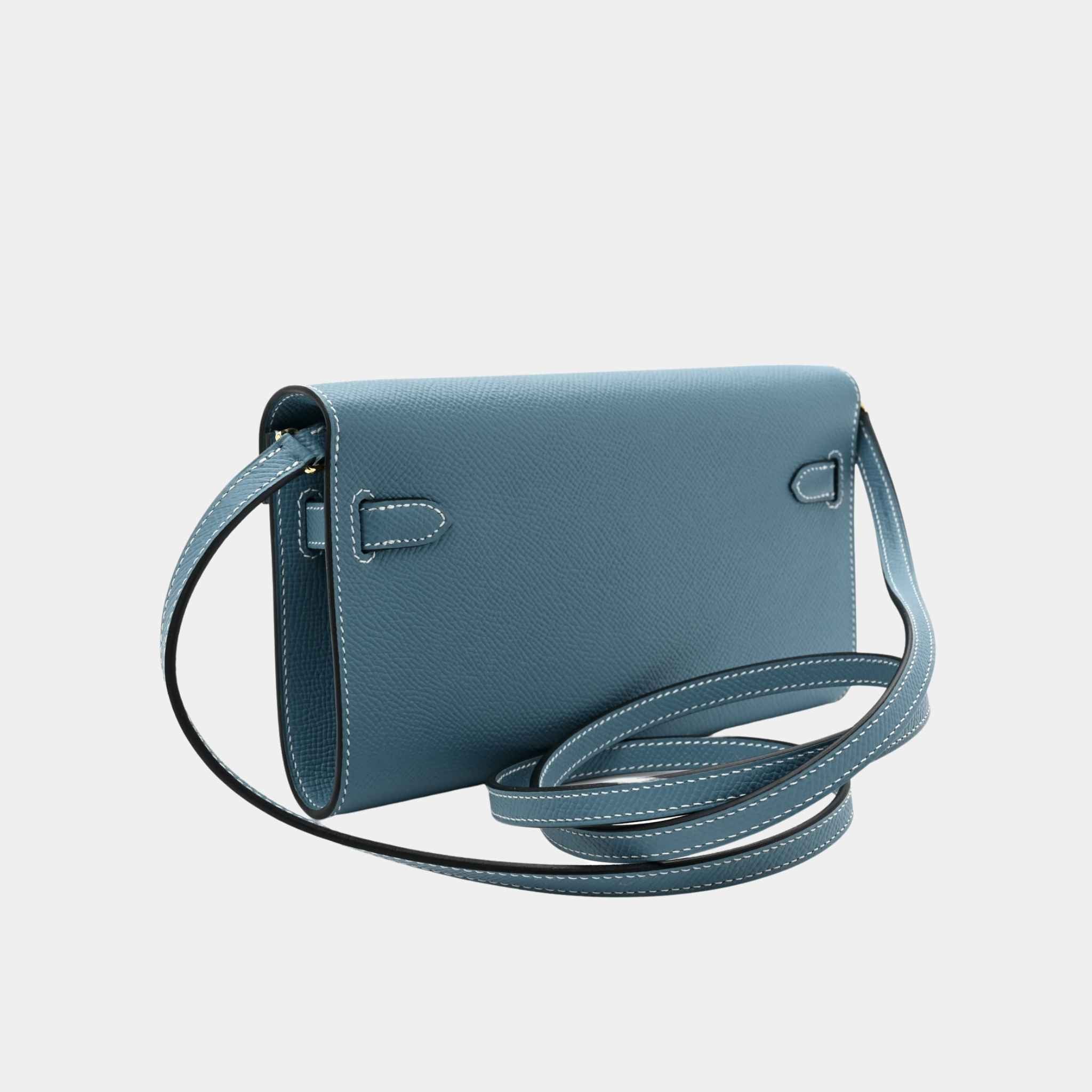 Kelly Wallet To Go Bleu Jeans GHW