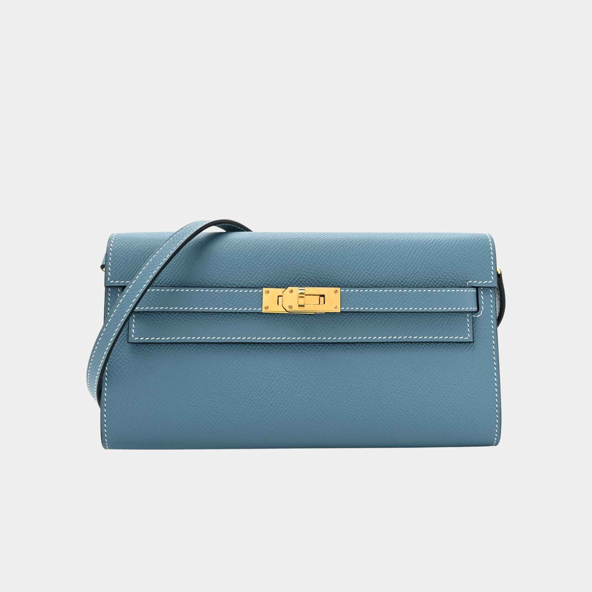Kelly Wallet To Go Bleu Jeans GHW