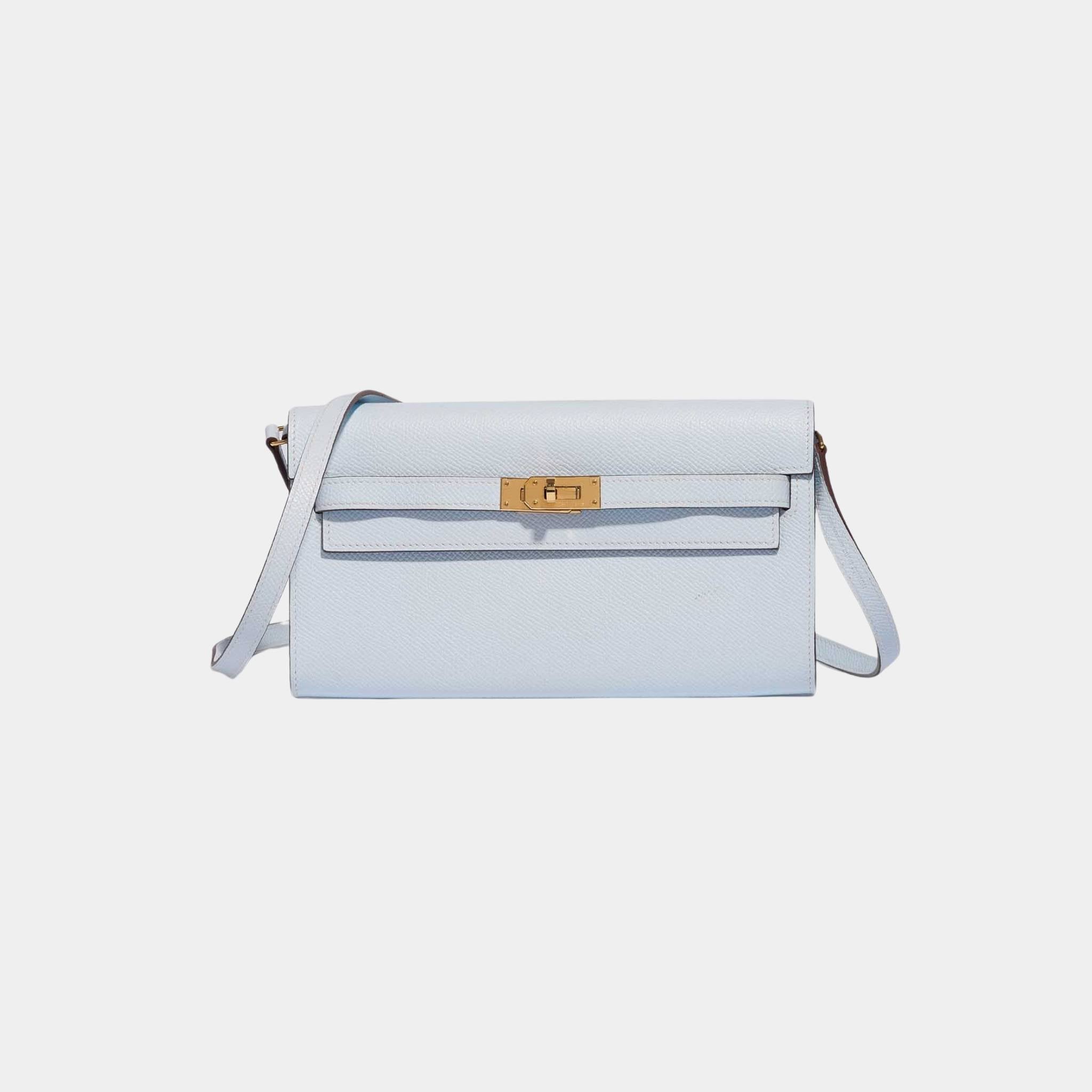 Kelly To Go Wallet Epsom Blue Brume GHW