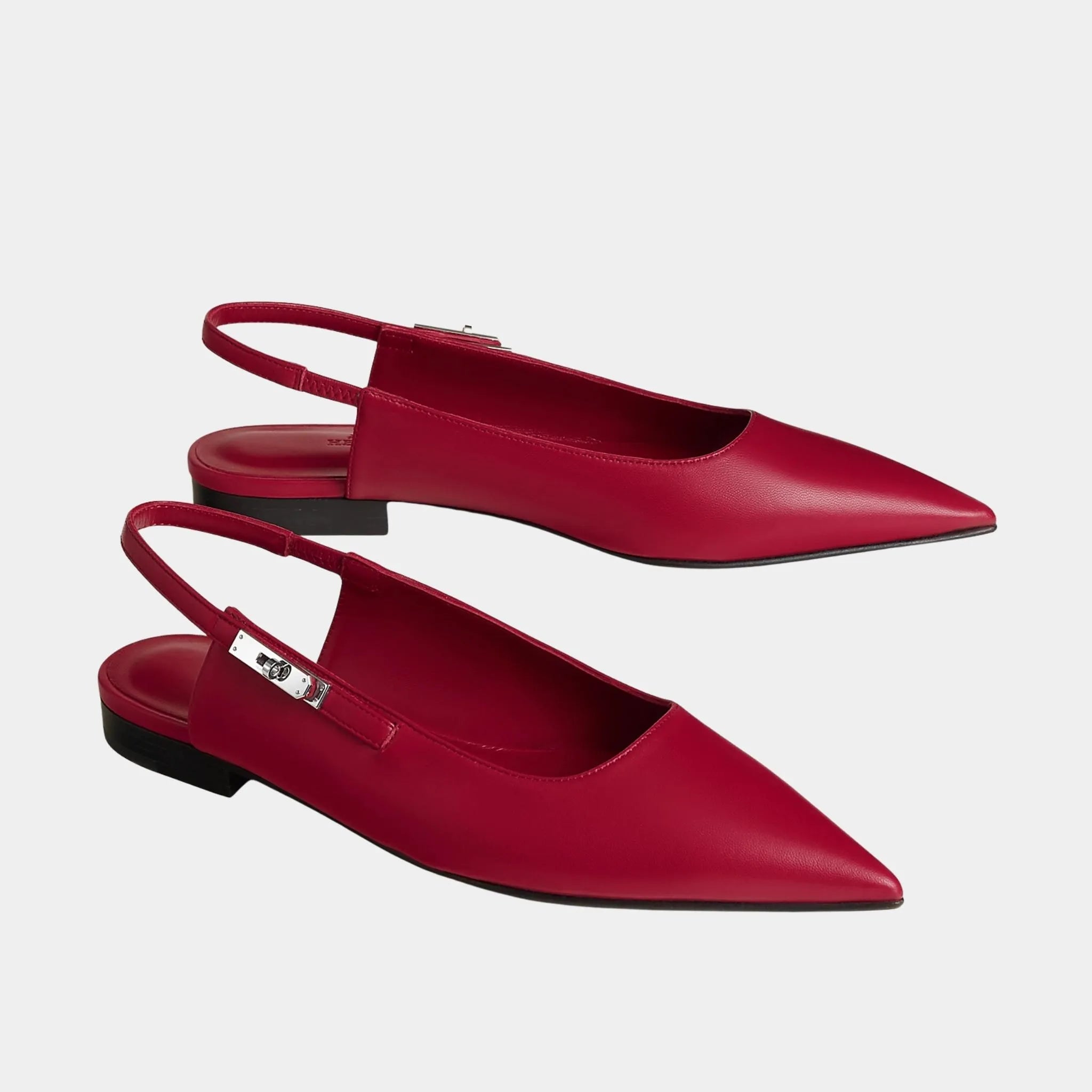 Hermes Lovely Slingbacks in Nappa Leather, Rose Framboise, Front