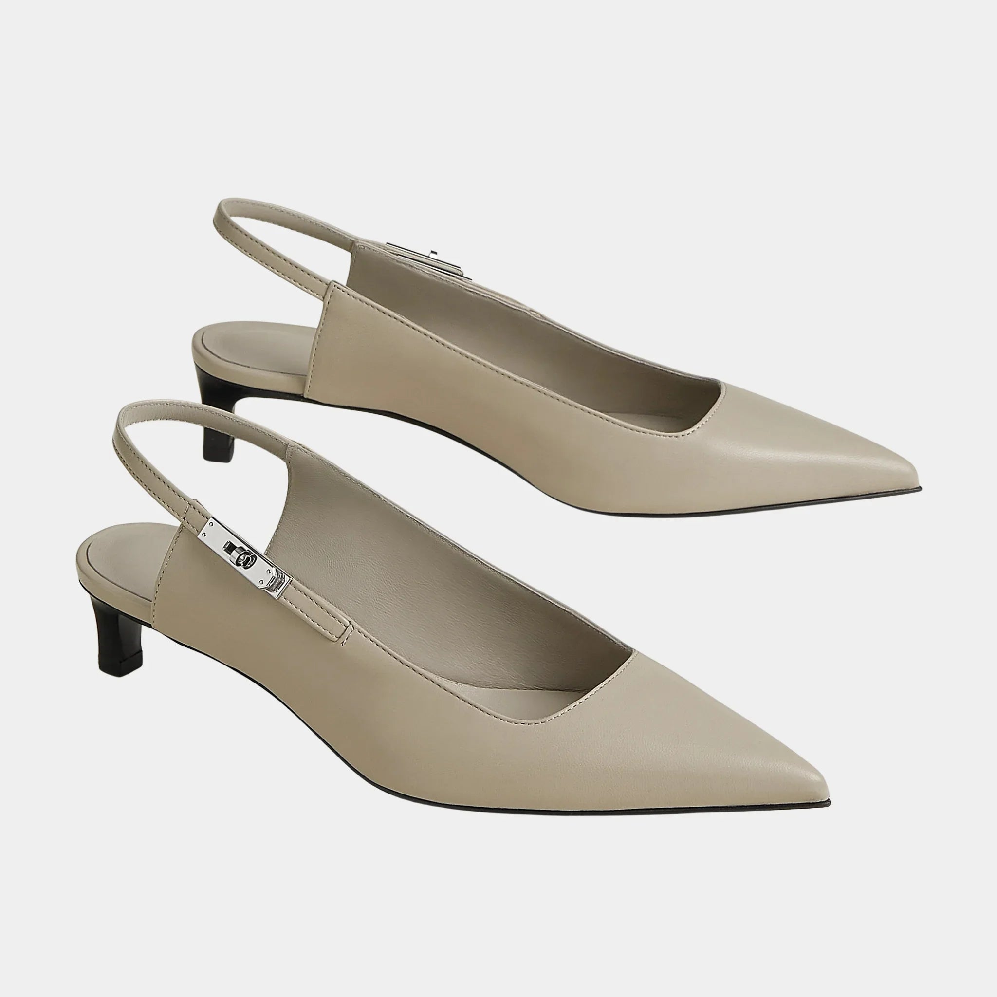 Hermes Lover 40 Pump in Nappa Leather, Beige Galet, Front