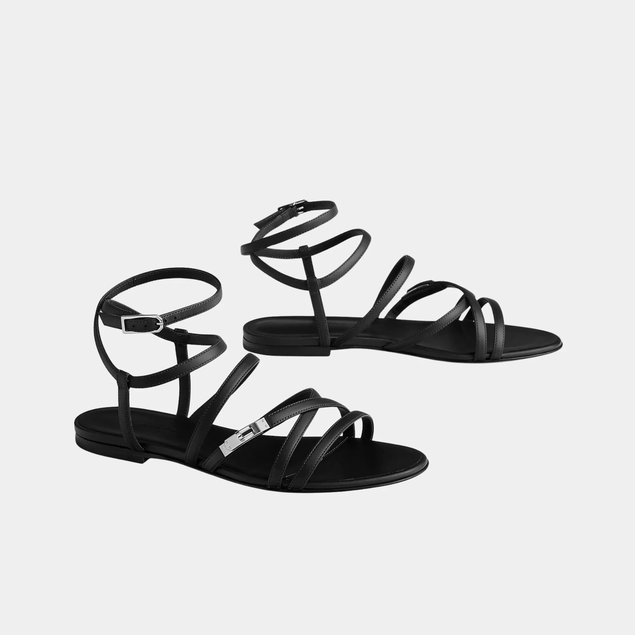 Hermes Lullaby Sandals in Calfskin, Noir, Back