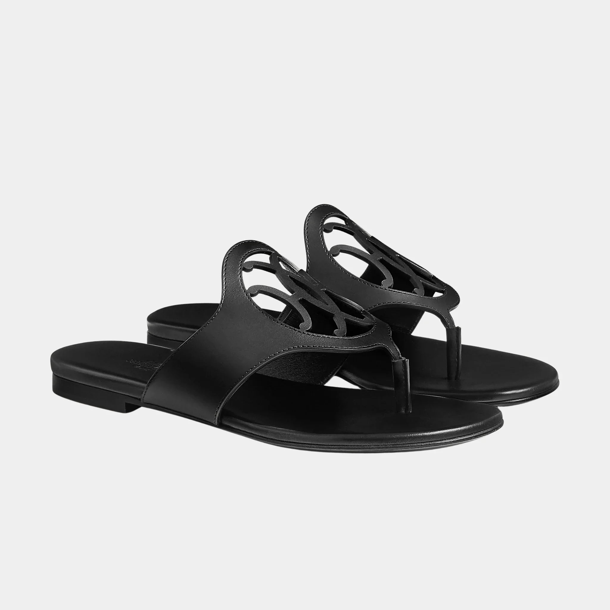 Hermes Mage Sandal in Calfskin, Black, Front