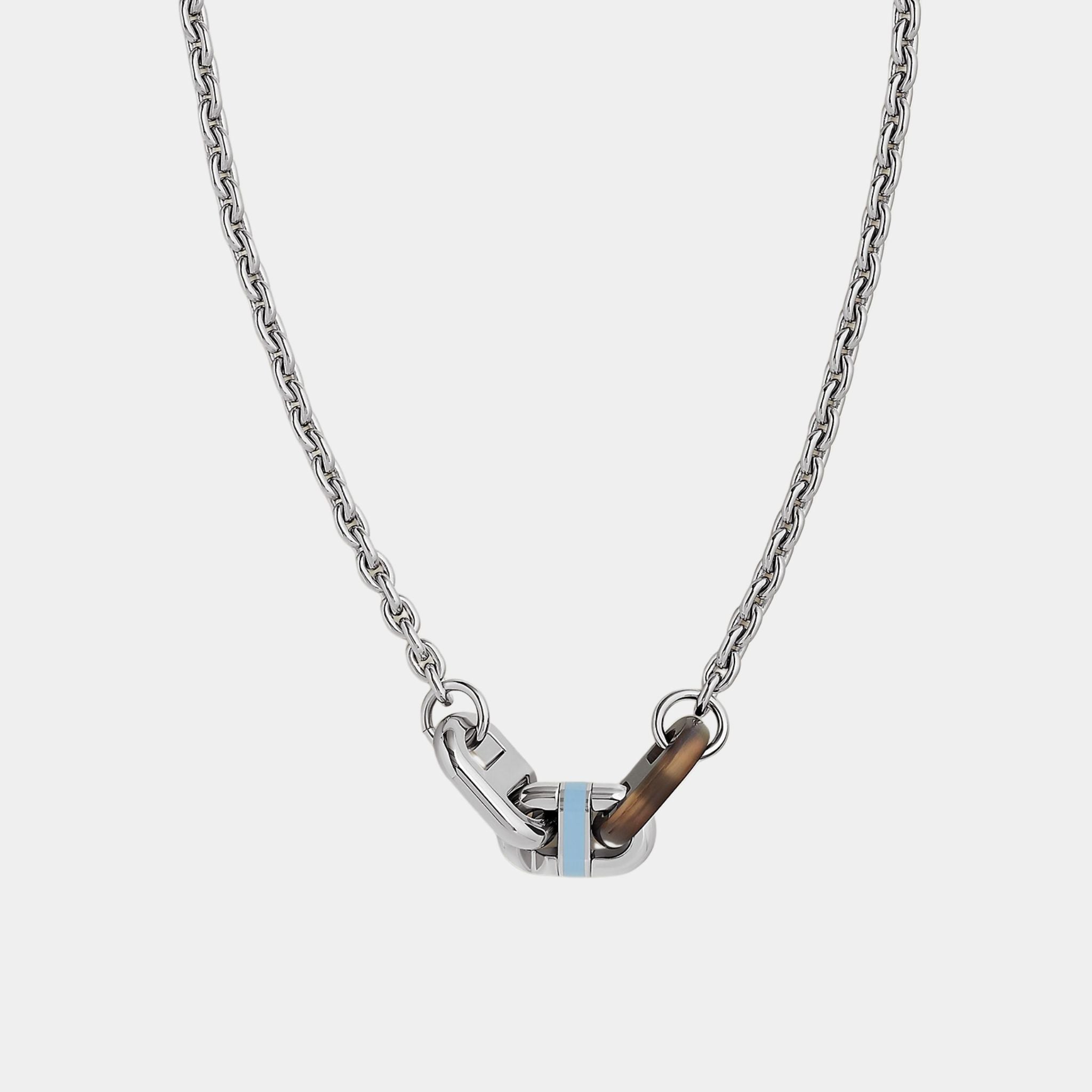 Hermes Maillon Necklace Palladium Plated, Bleu Lin