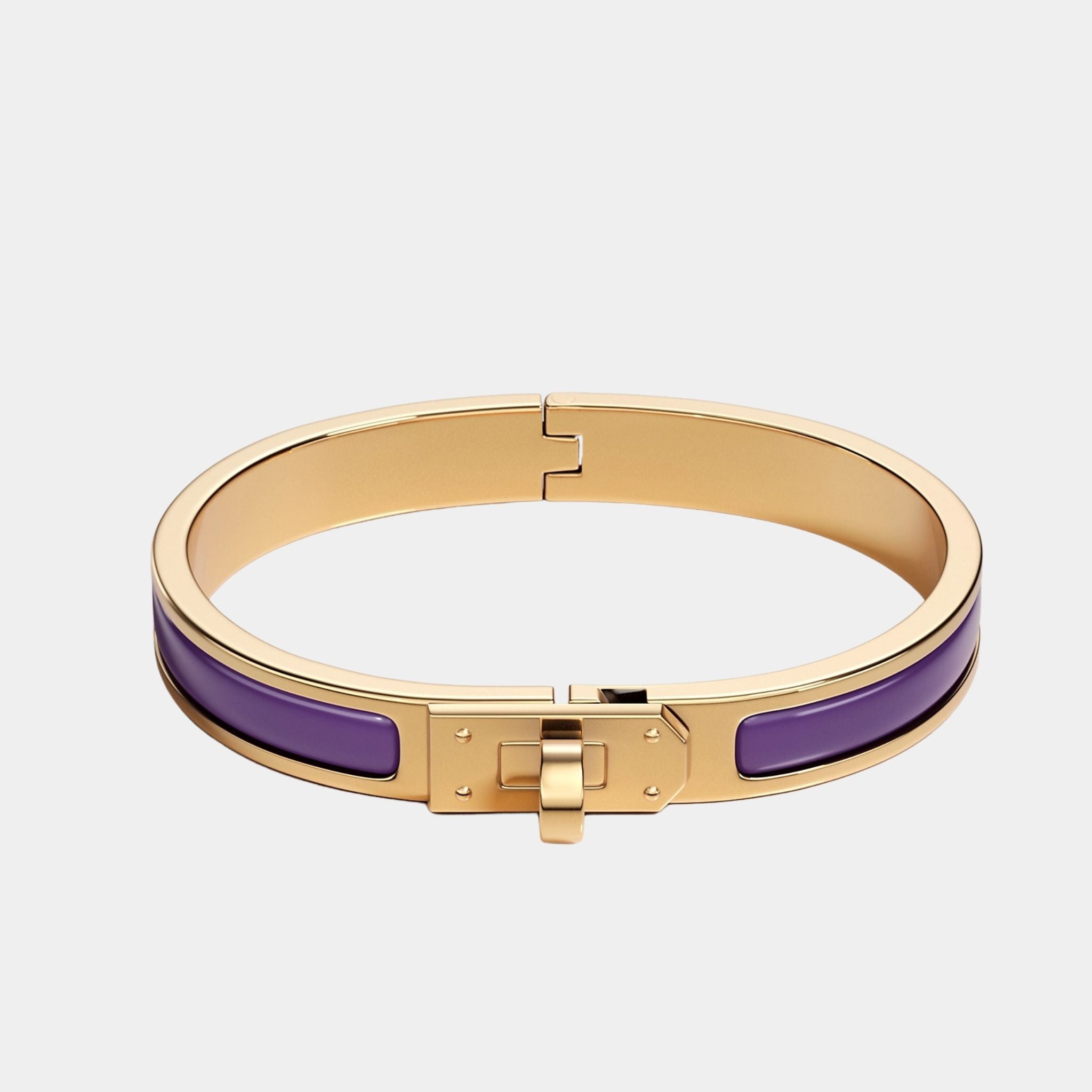Hermes Mini Clic Kelly Bracelet Gold Plated, Anemone Iris