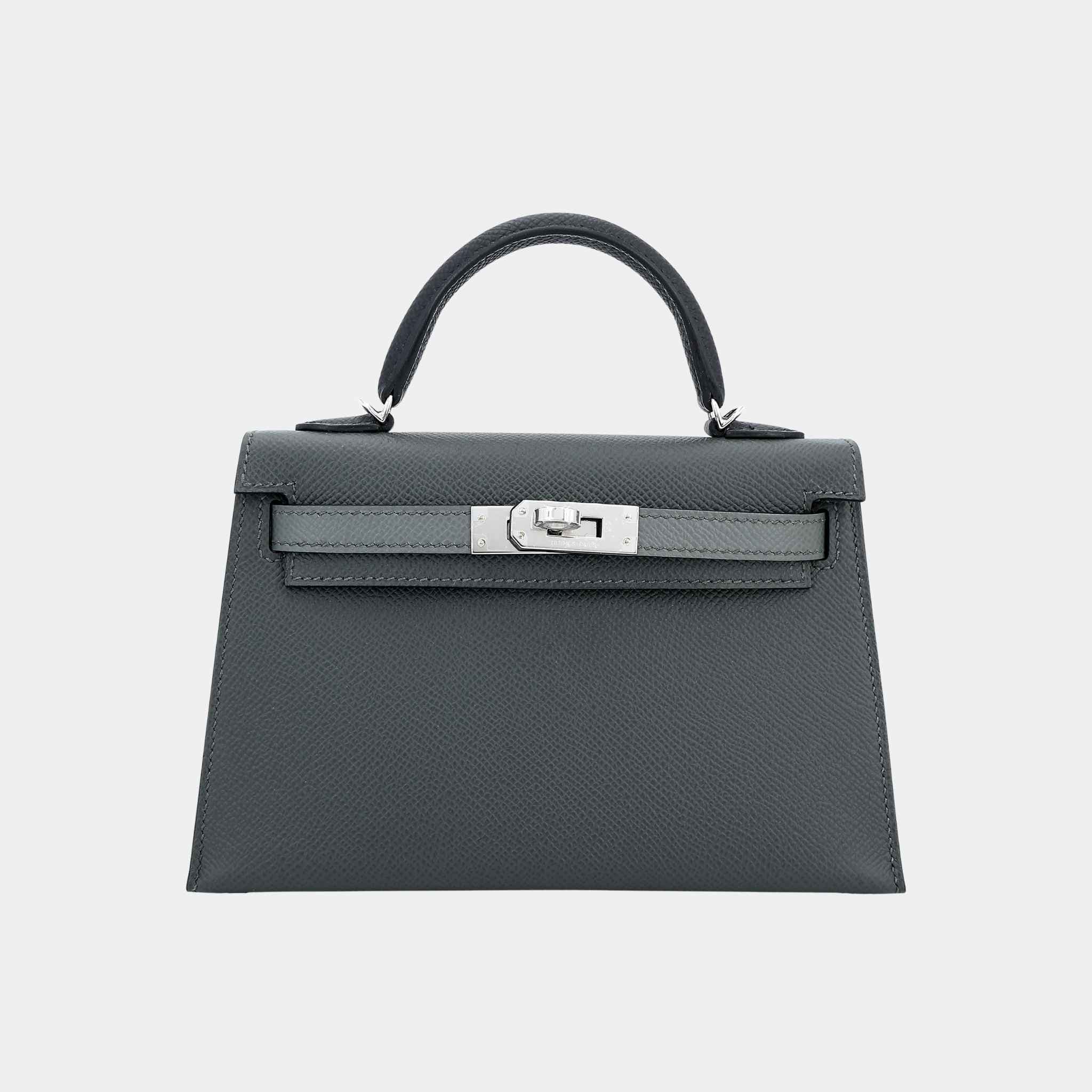 Mini Kelly II Epsom Vert Mangrove/Vert Amande/Black PHW