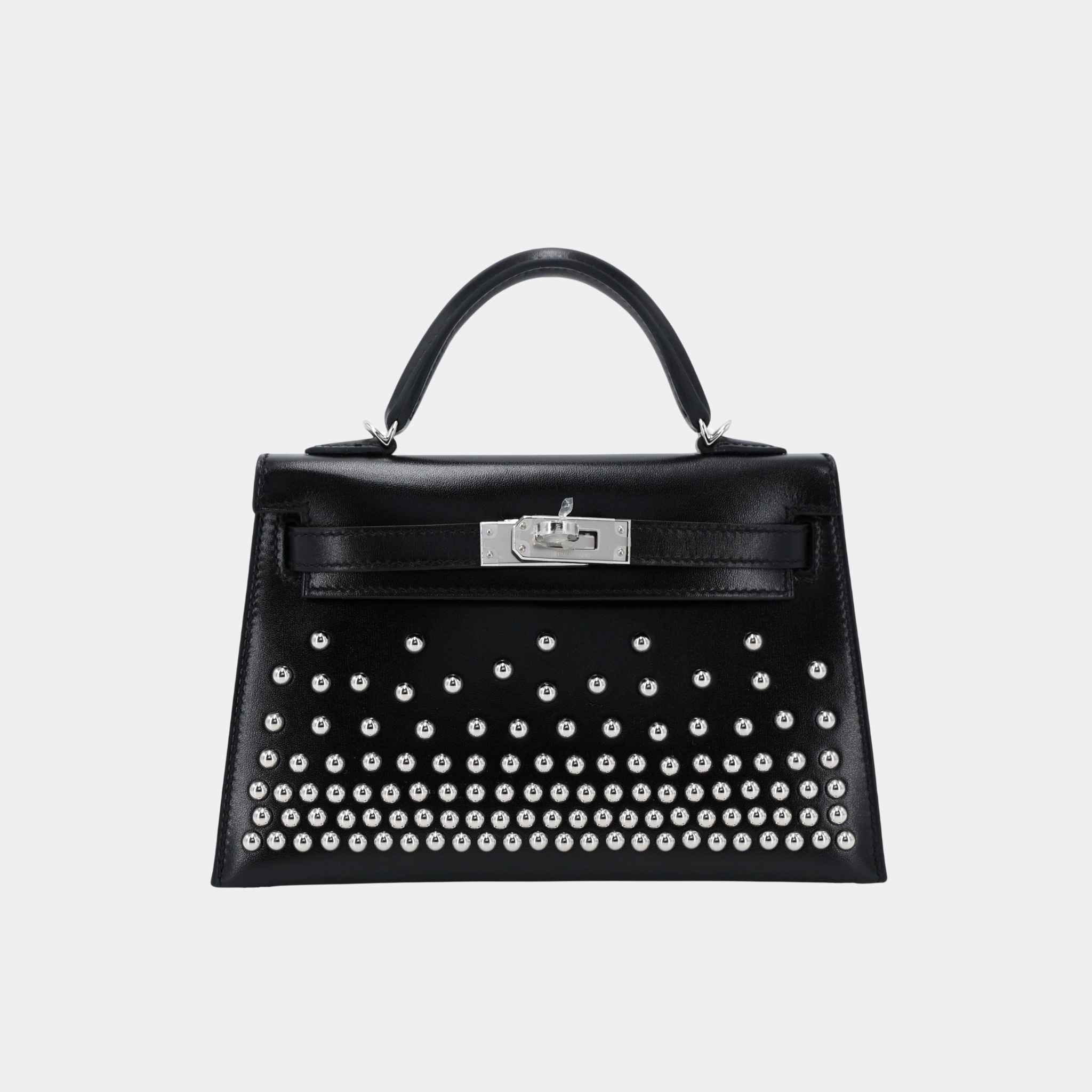 Mini Kelly II Limited Edition Cloute Studded Box-Calf Black PHW