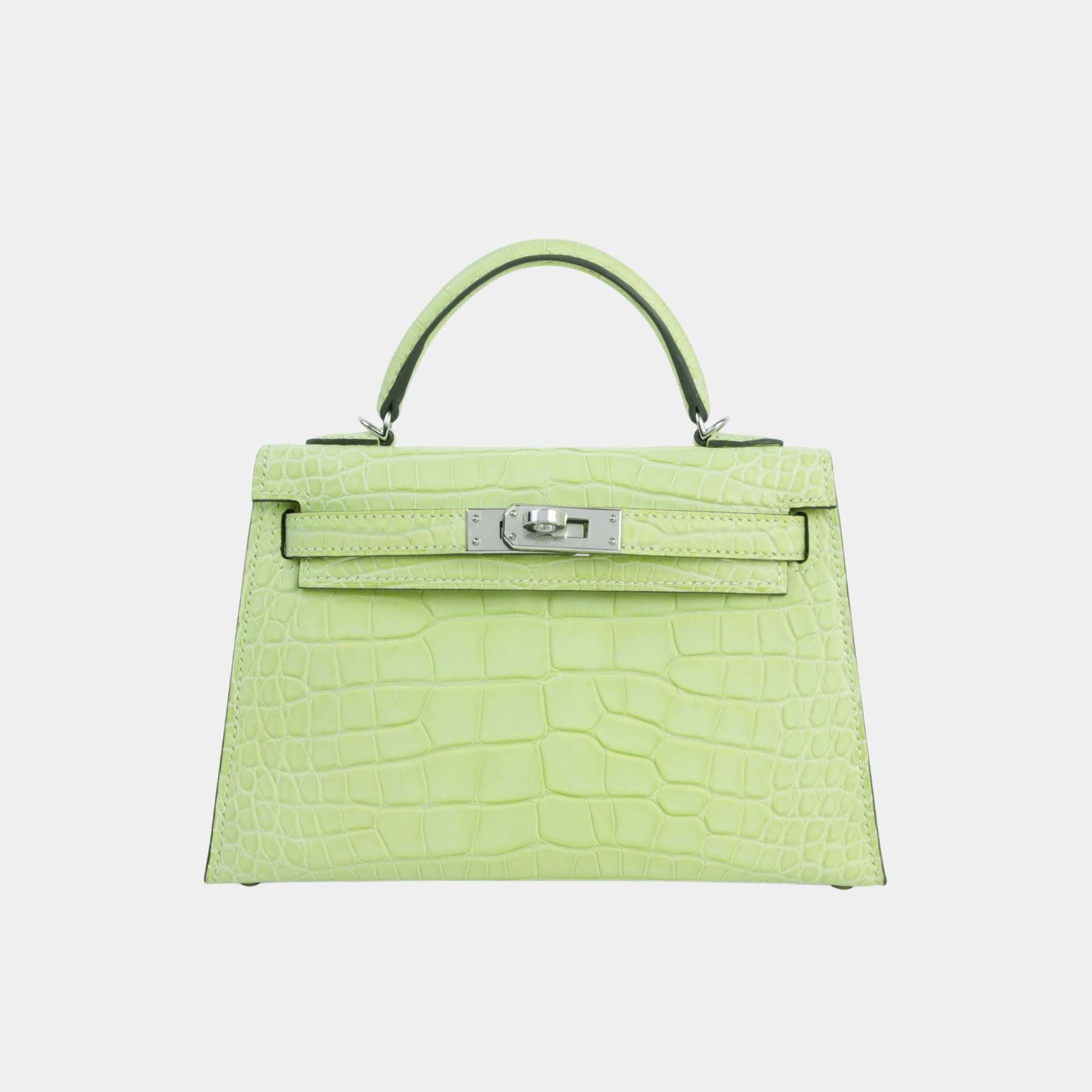 Mini Kelly II Matte Alligator Jaune Bourgeon PHW