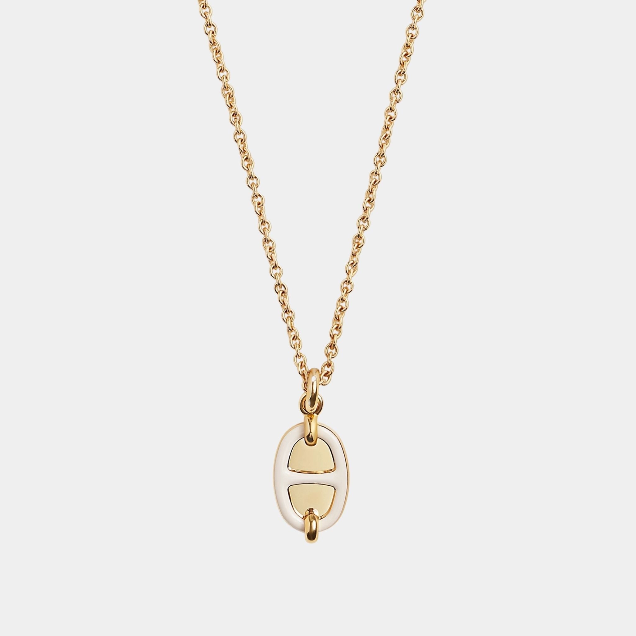 Hermes Mini Maillon Pendant Small Model Gold Plated, Creme