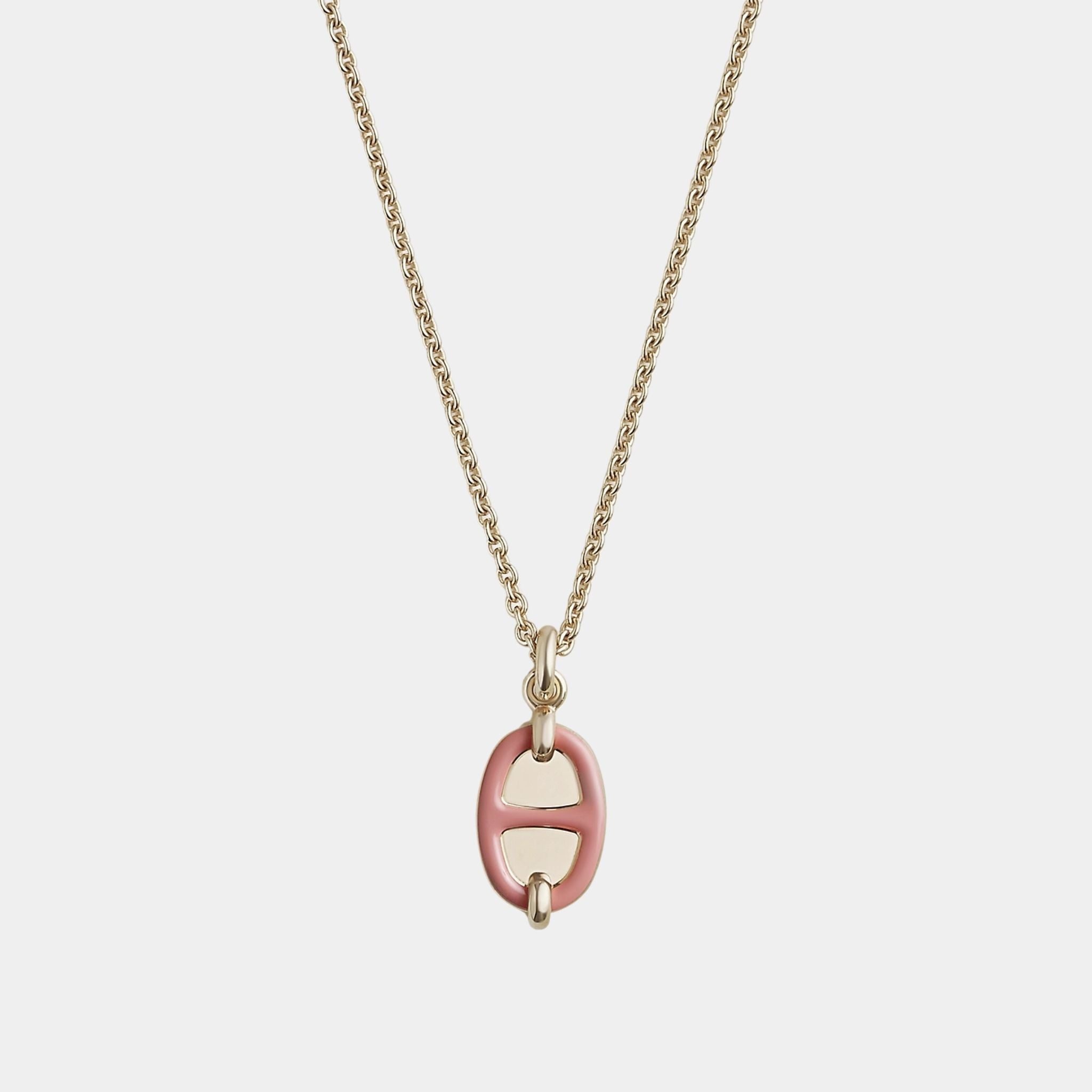 Hermes Mini Maillon Pendant Small Model Gold Plated, Rose Beaute
