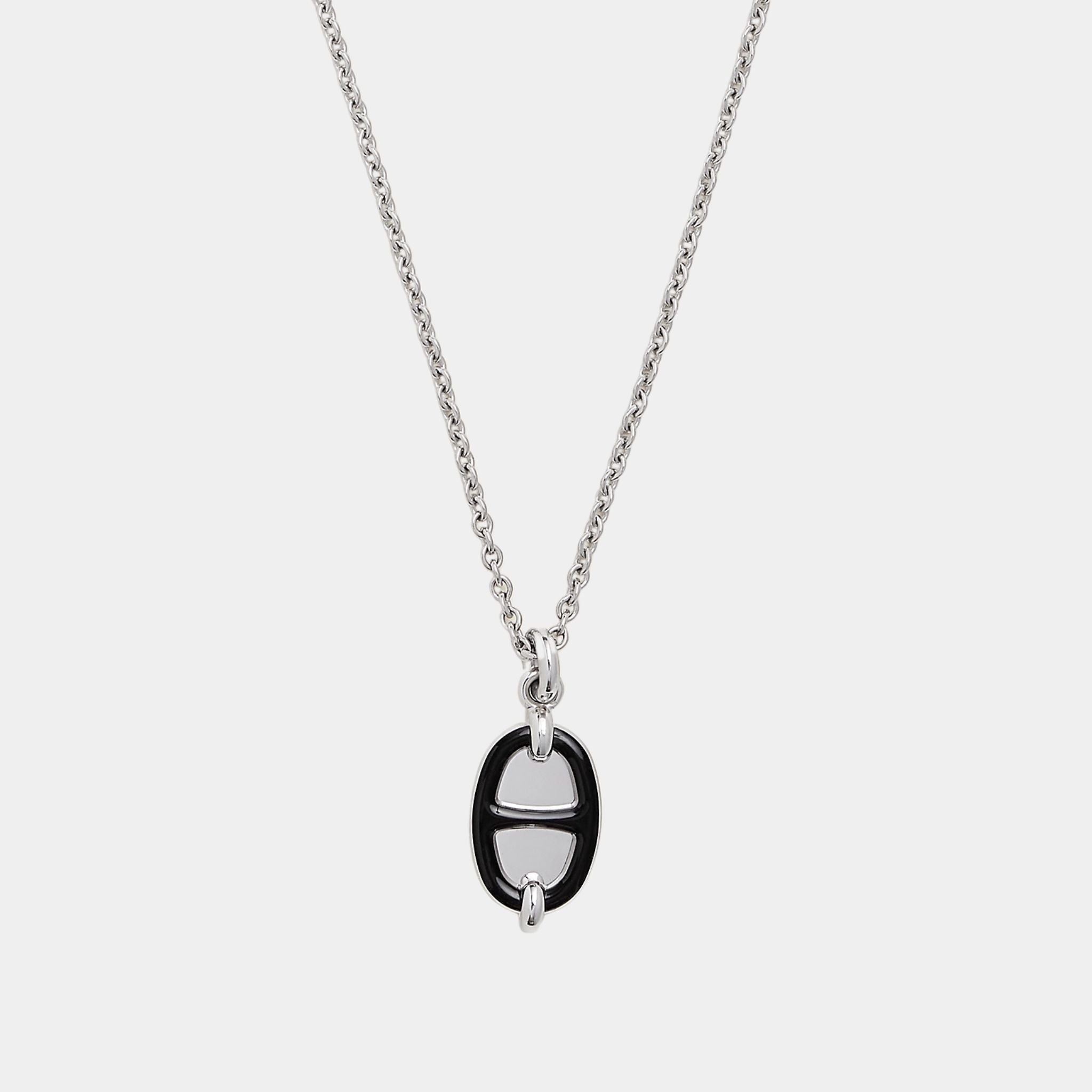 Hermes Mini Maillon Pendant Small Model Palladium Plated, Noir