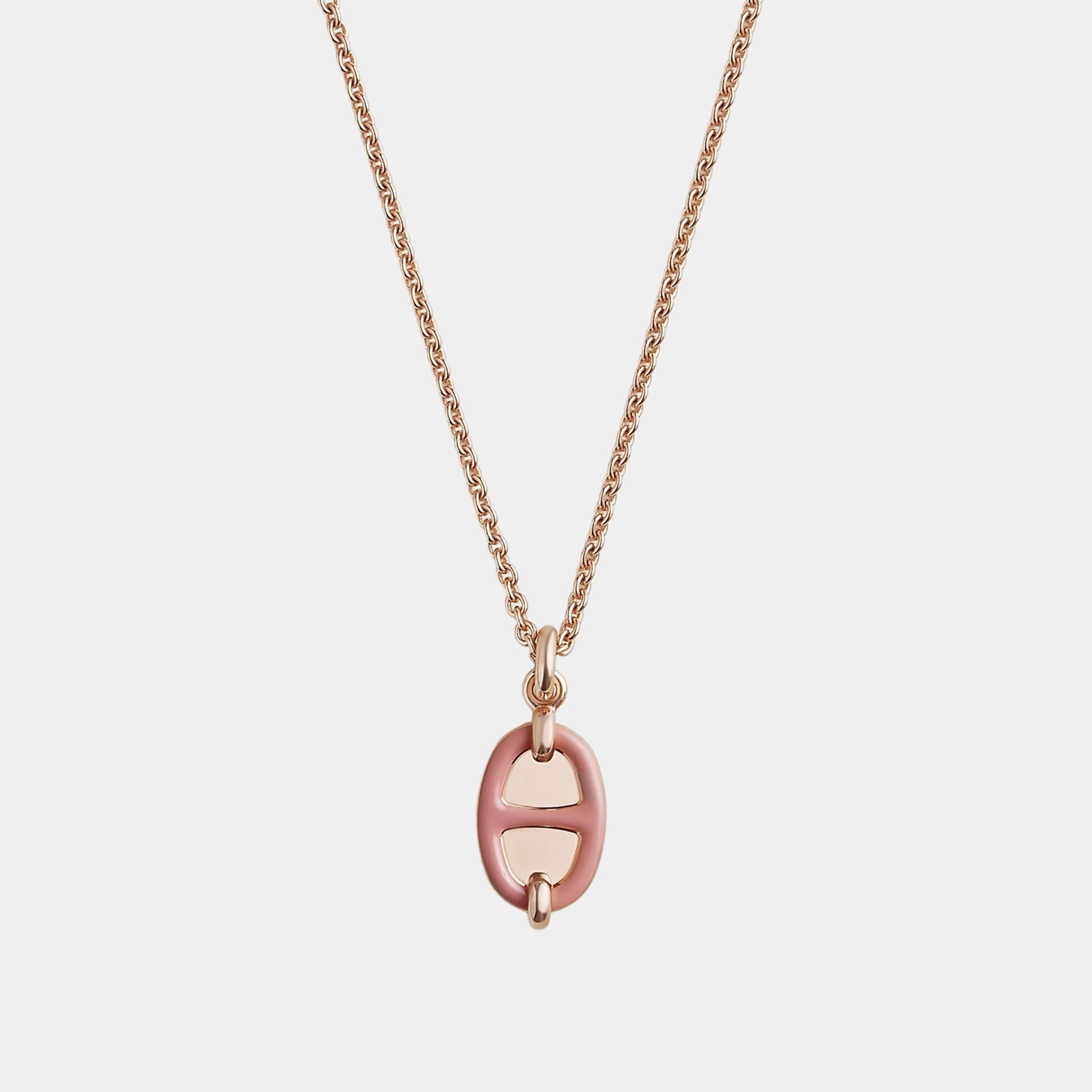 Hermes Mini Maillon Pendant Small Model Rose Gold Plated, Rose Beate, Close