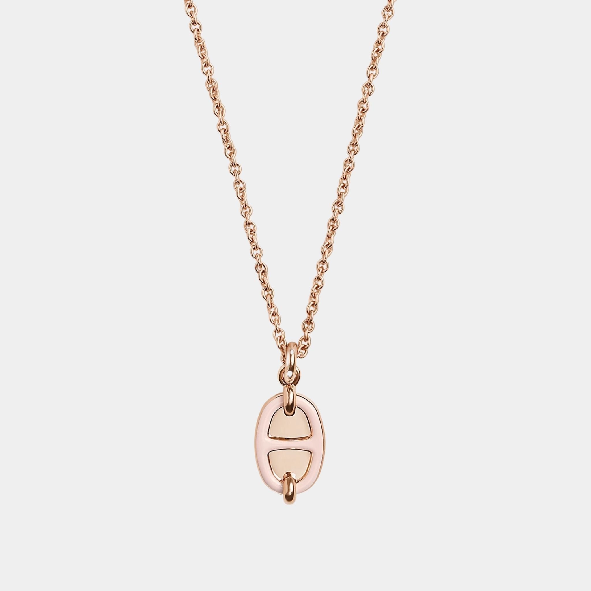 Hermes Mini Maillon Pendant Small Model Rose Gold Plated, Rose Candeur, Close