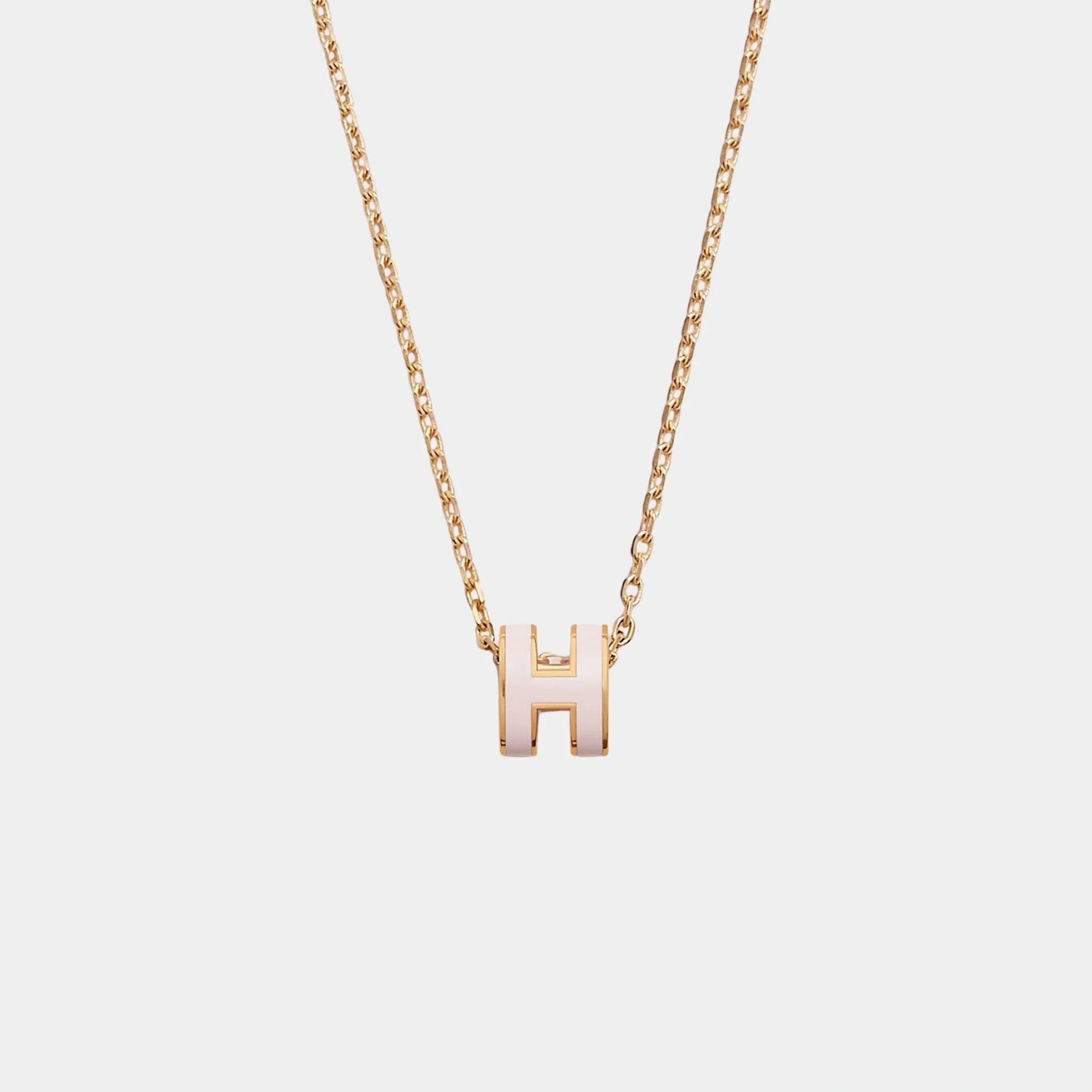 Hermes Mini Pop H Pendant Gold Plated, Rose Dragee