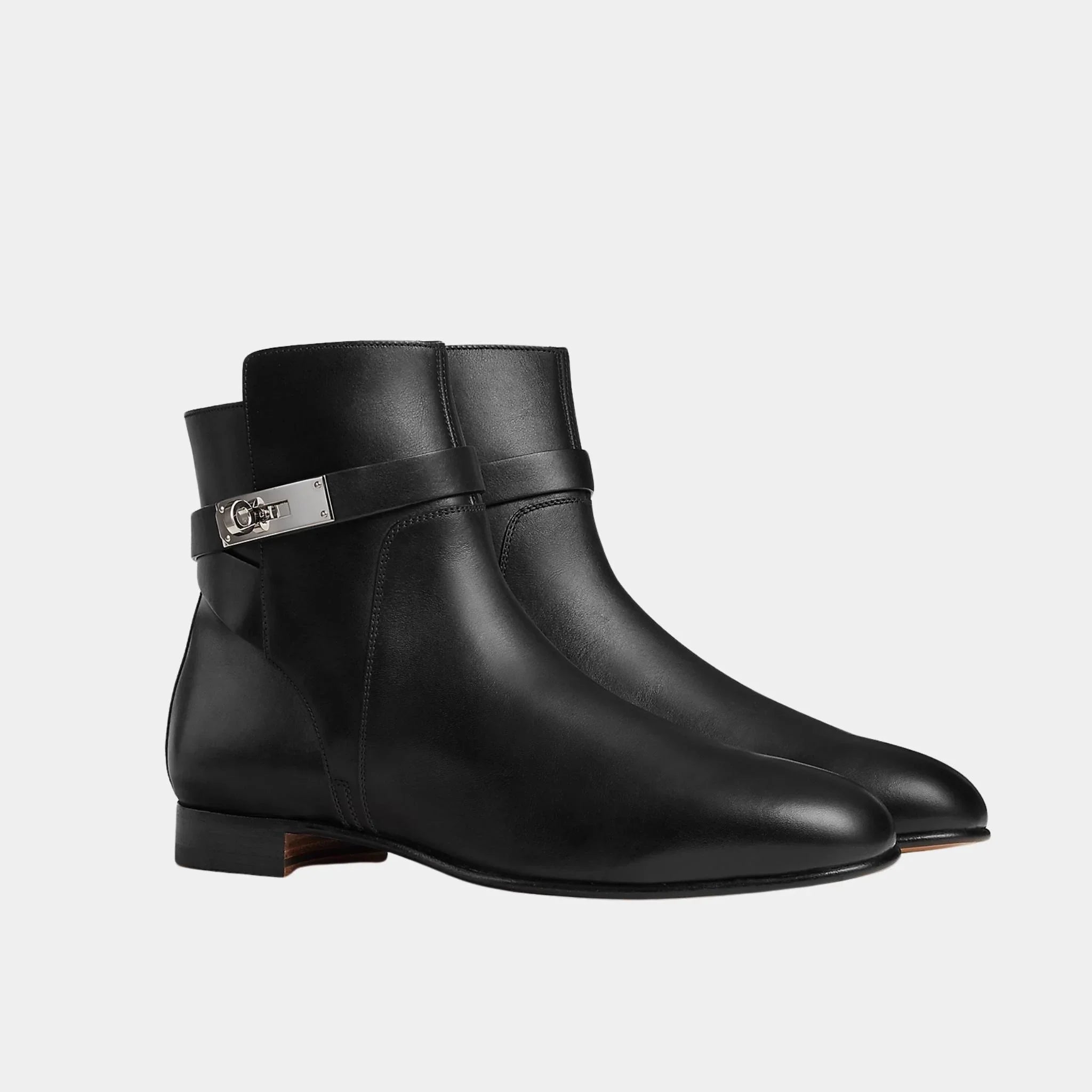 Hermes Neo Ankle Boot in Calfskin, Noir, Front