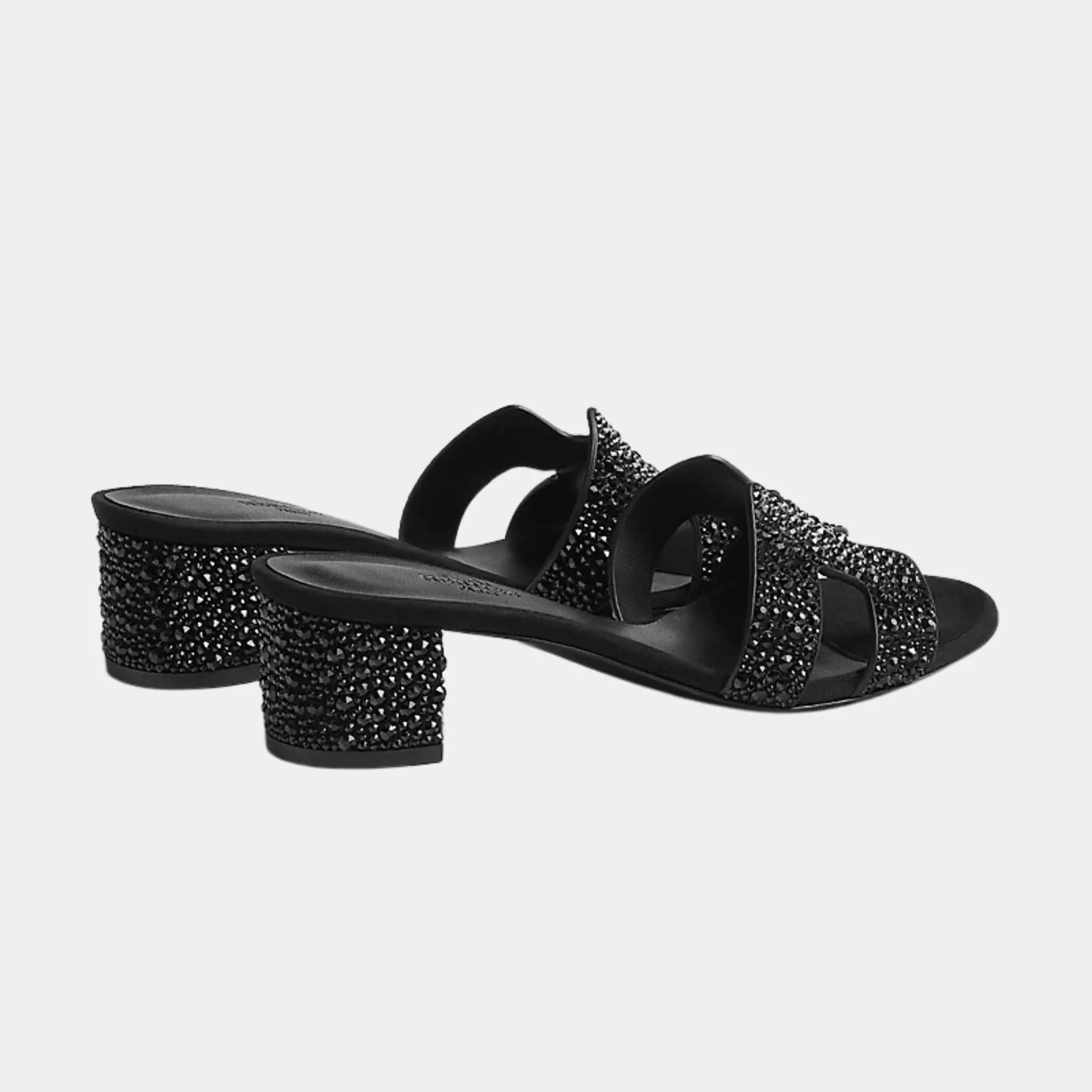 Oasis Sandals Black With Rhinestones