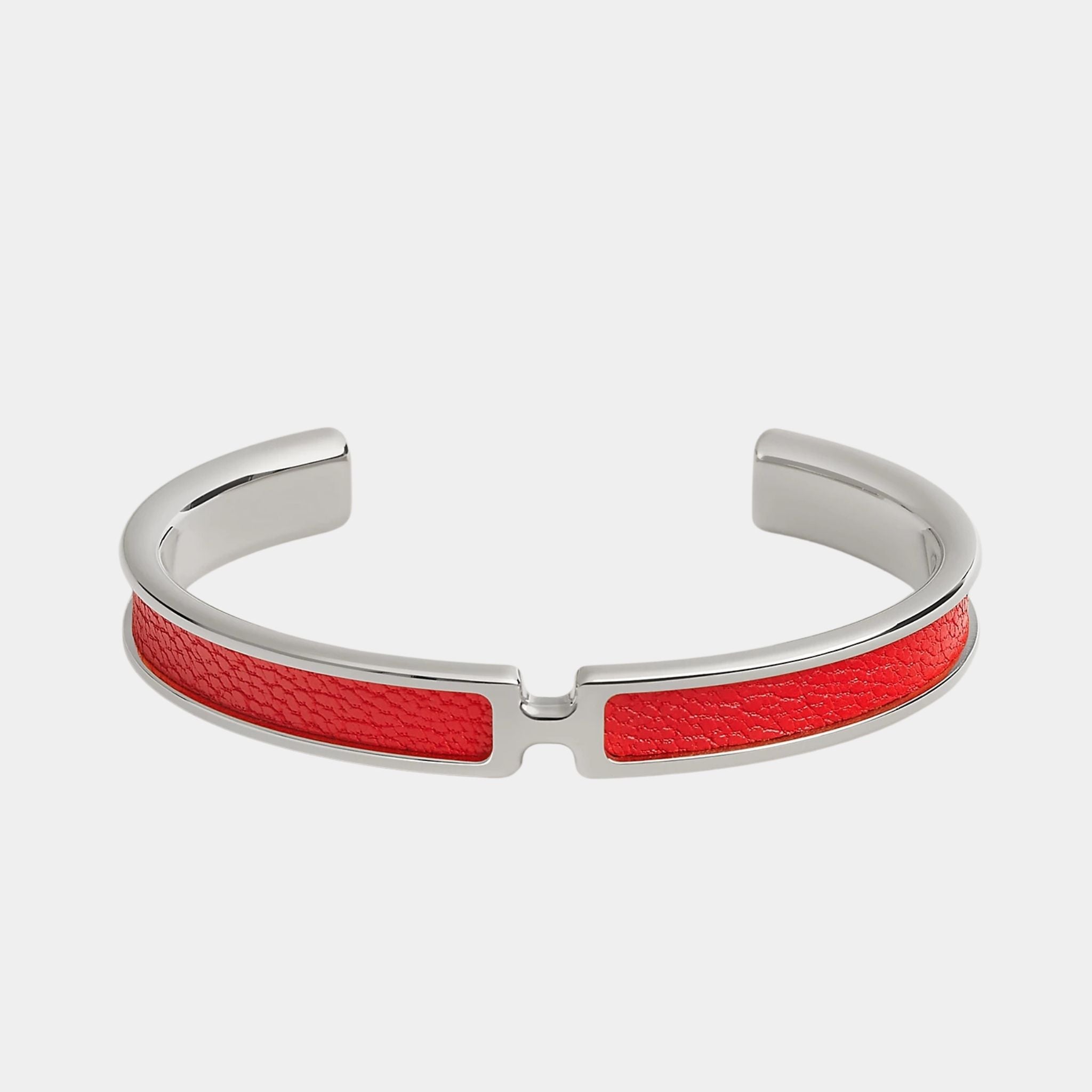 Hermes Olympe Bracelet Chamkila Goatskin Palladium Plated, Rouge De Coeur