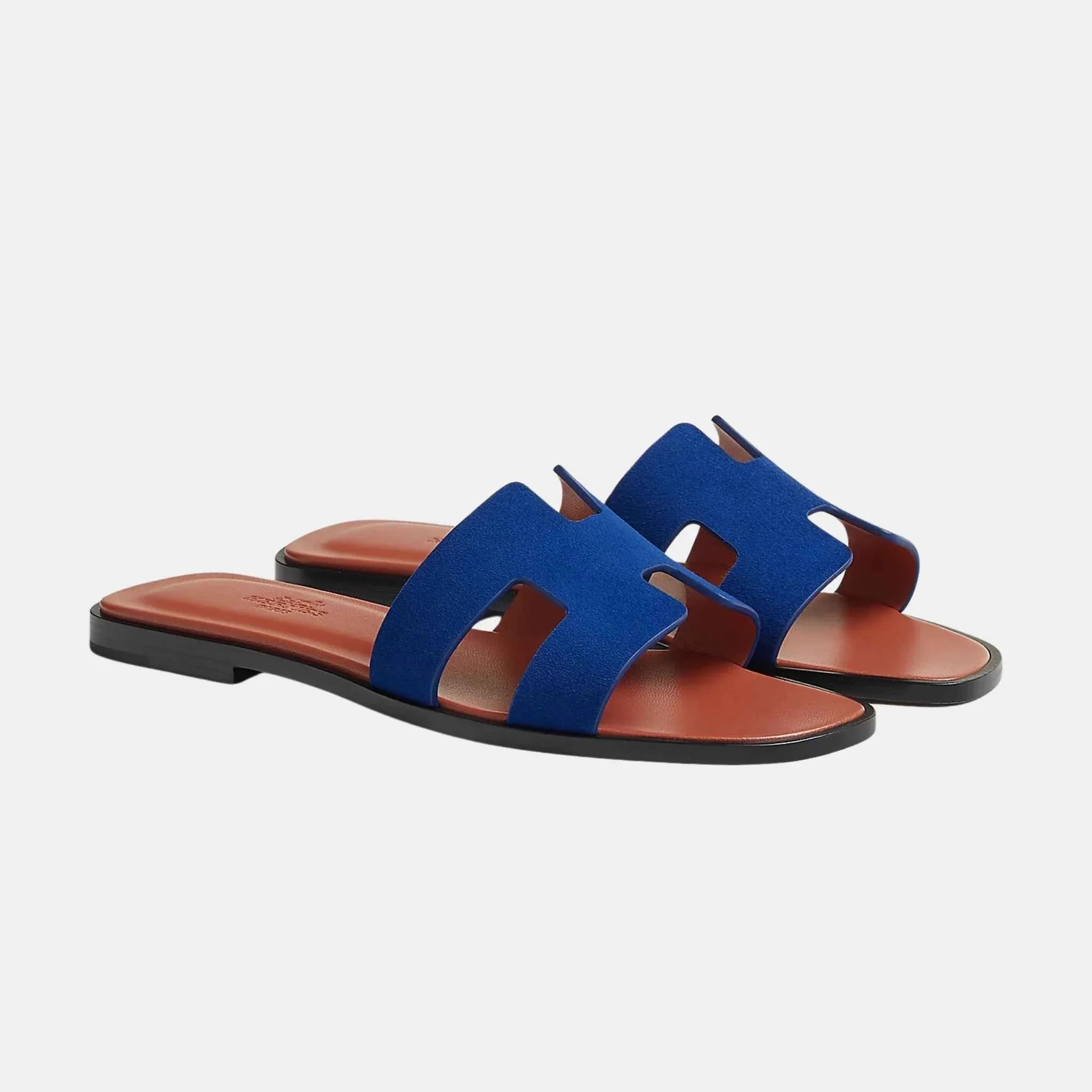 Hermes Oran Sandal Goatskin, Bleu Smalt