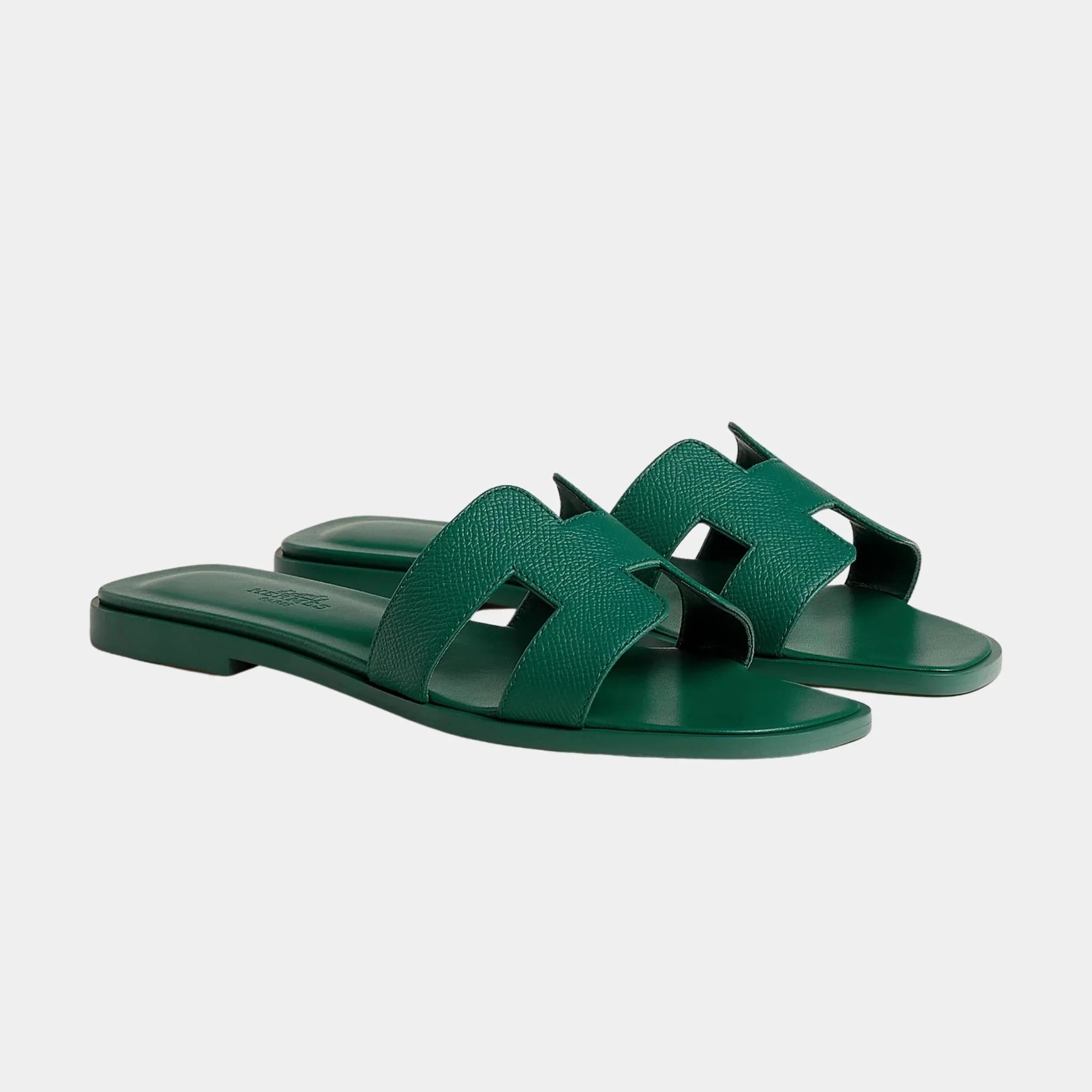 Hermes Oran Sandal Epsom Calfskin, Vert Oyat, Front