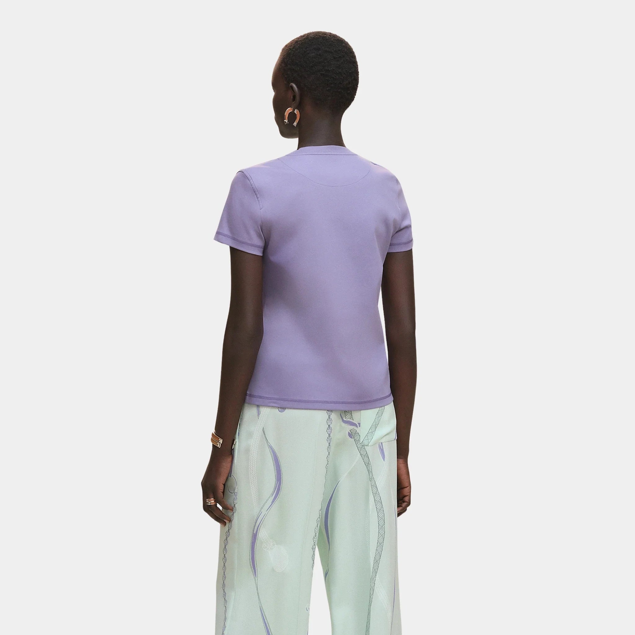 Printed Straight T-shirt in Plain Jersey