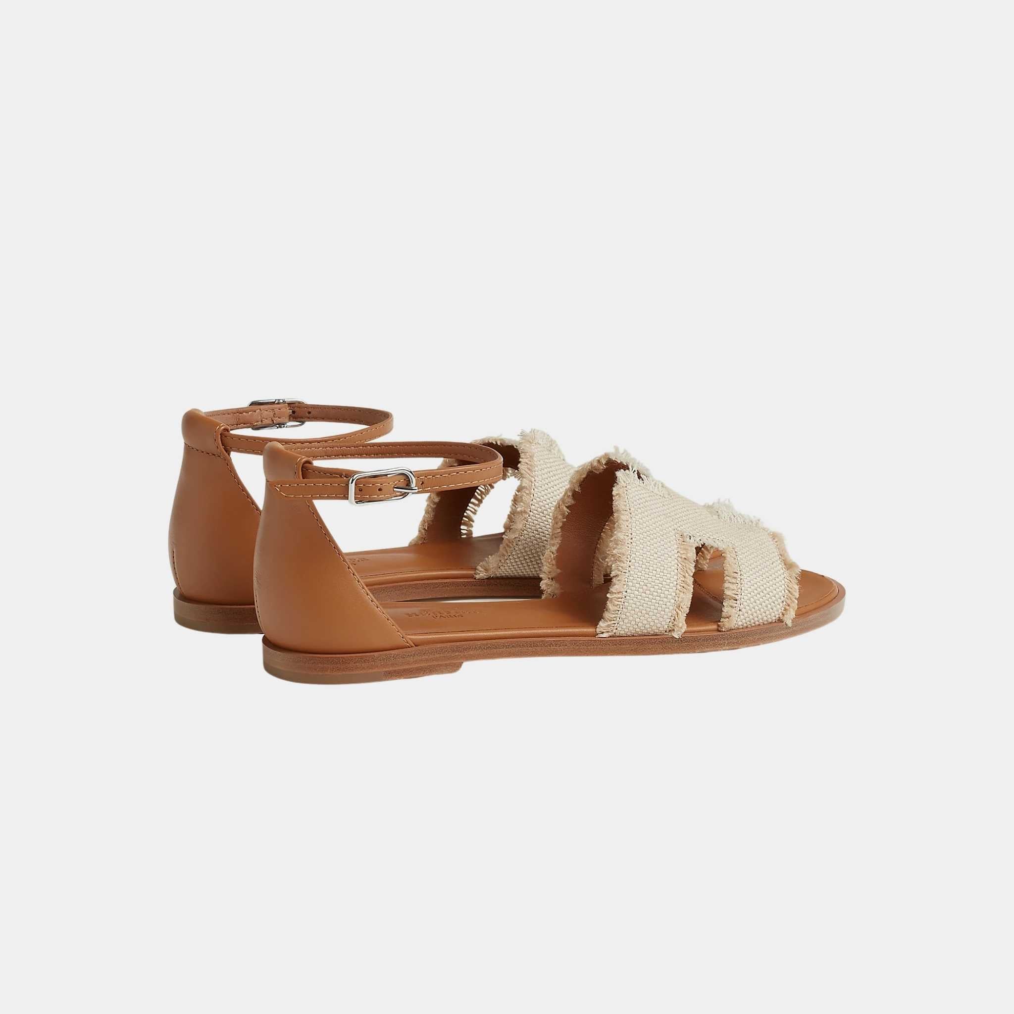 Santorini Sandals Frayed Linen