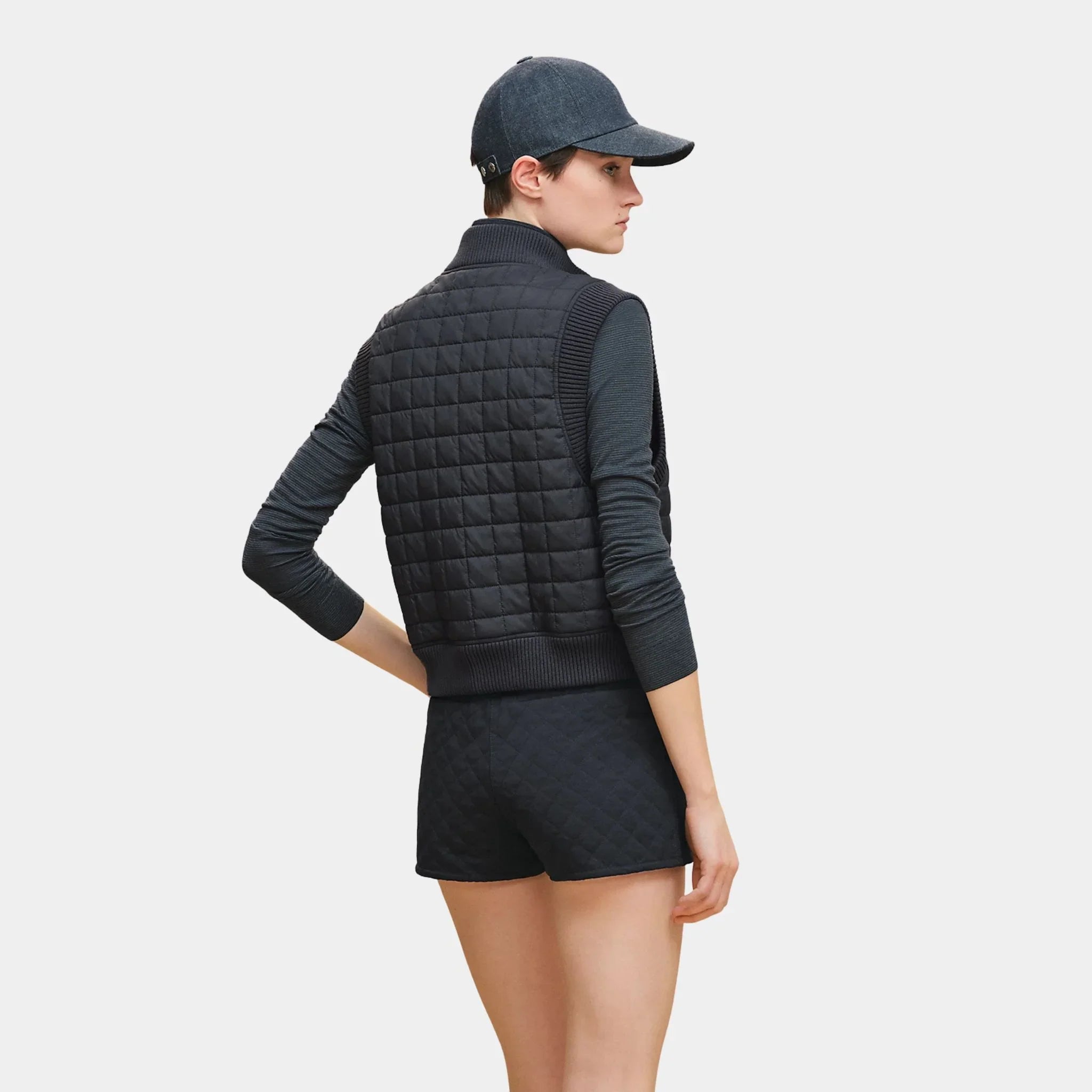 Sleeveless Quilted Bomber Jacket