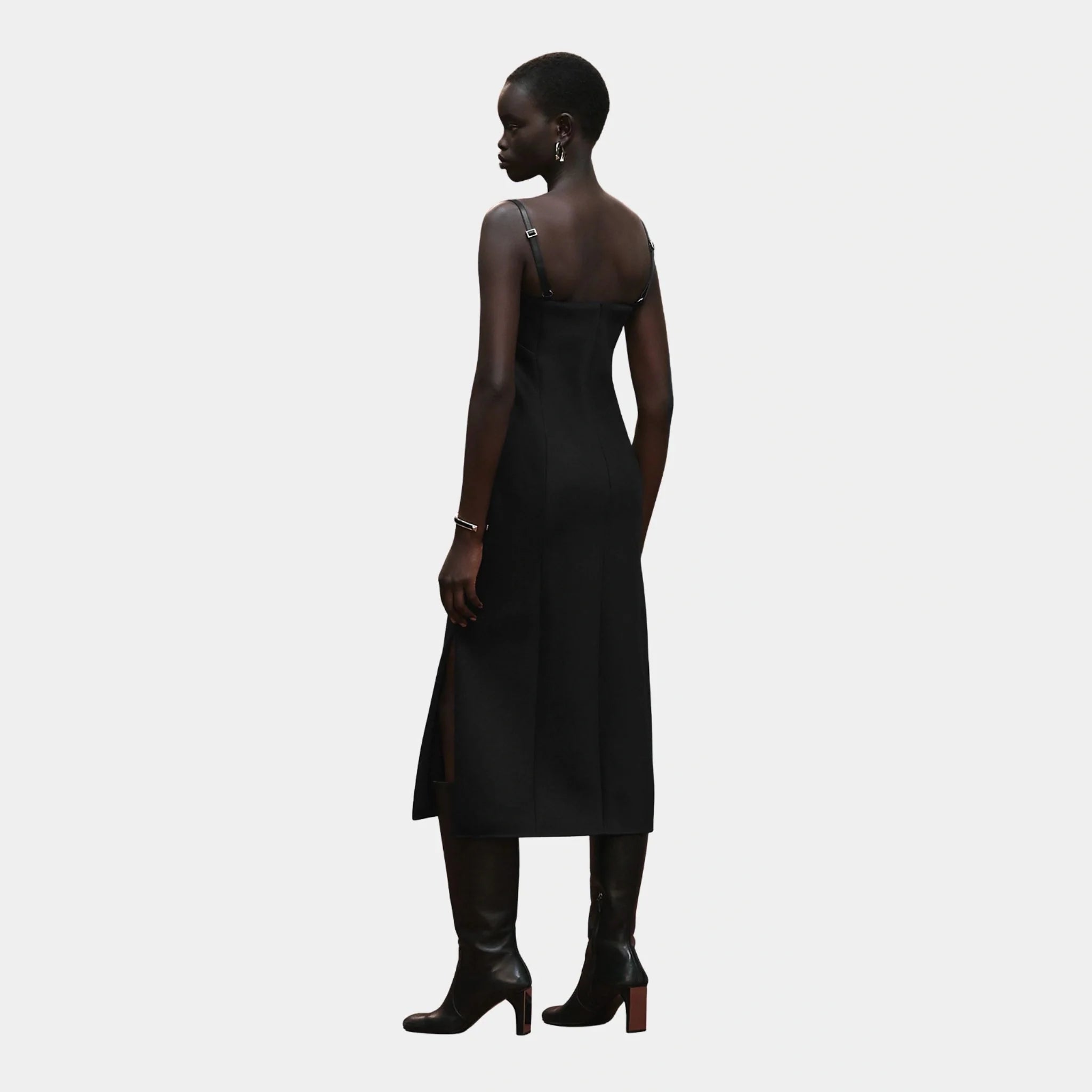 Strapless Dress in Wool and Silk Crepe