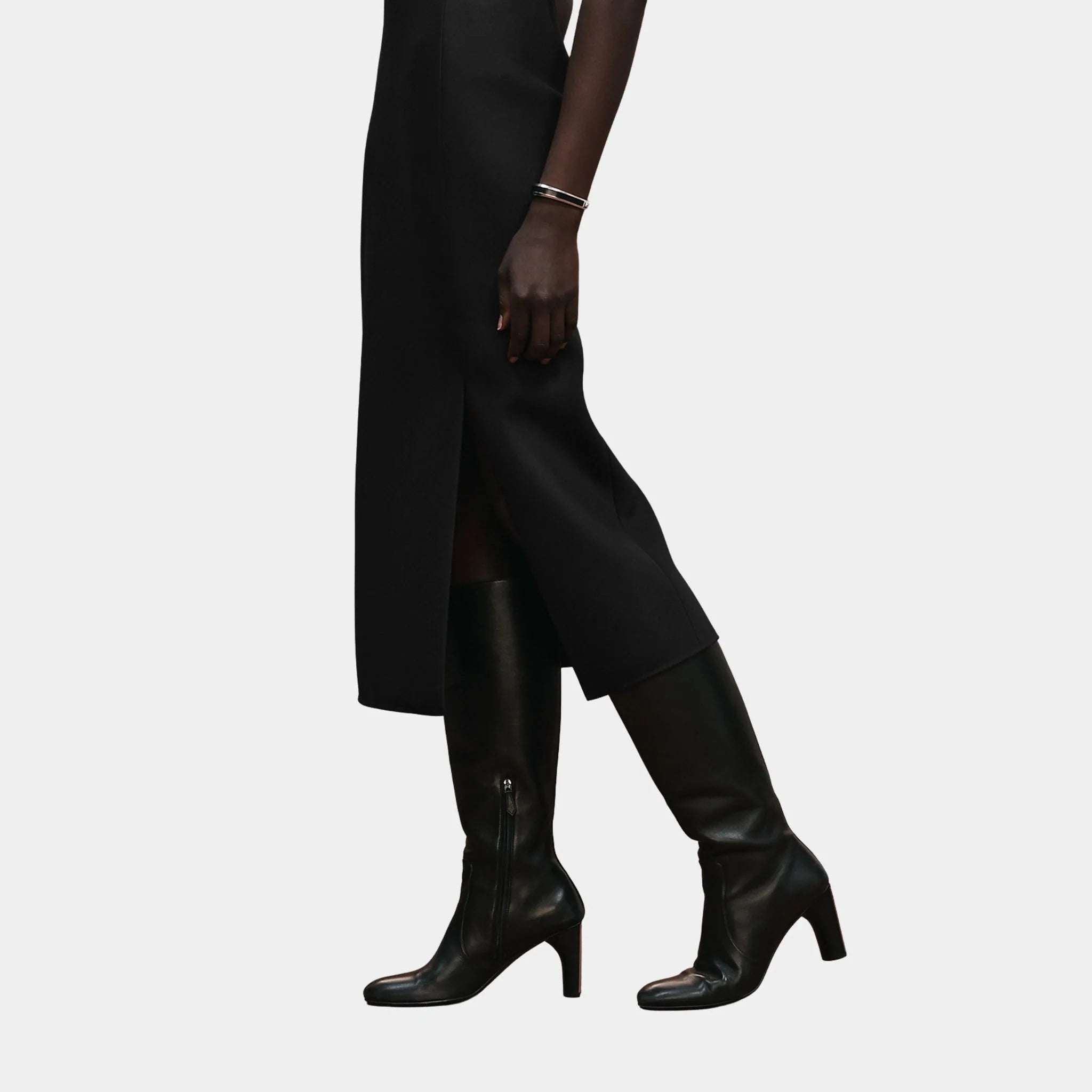 Strapless Dress in Wool and Silk Crepe