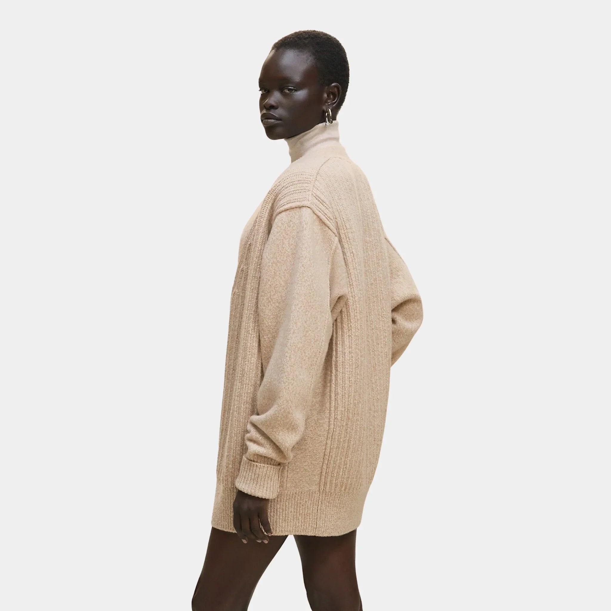 Thick Long-sleeved Cardigan in Scottish Wool