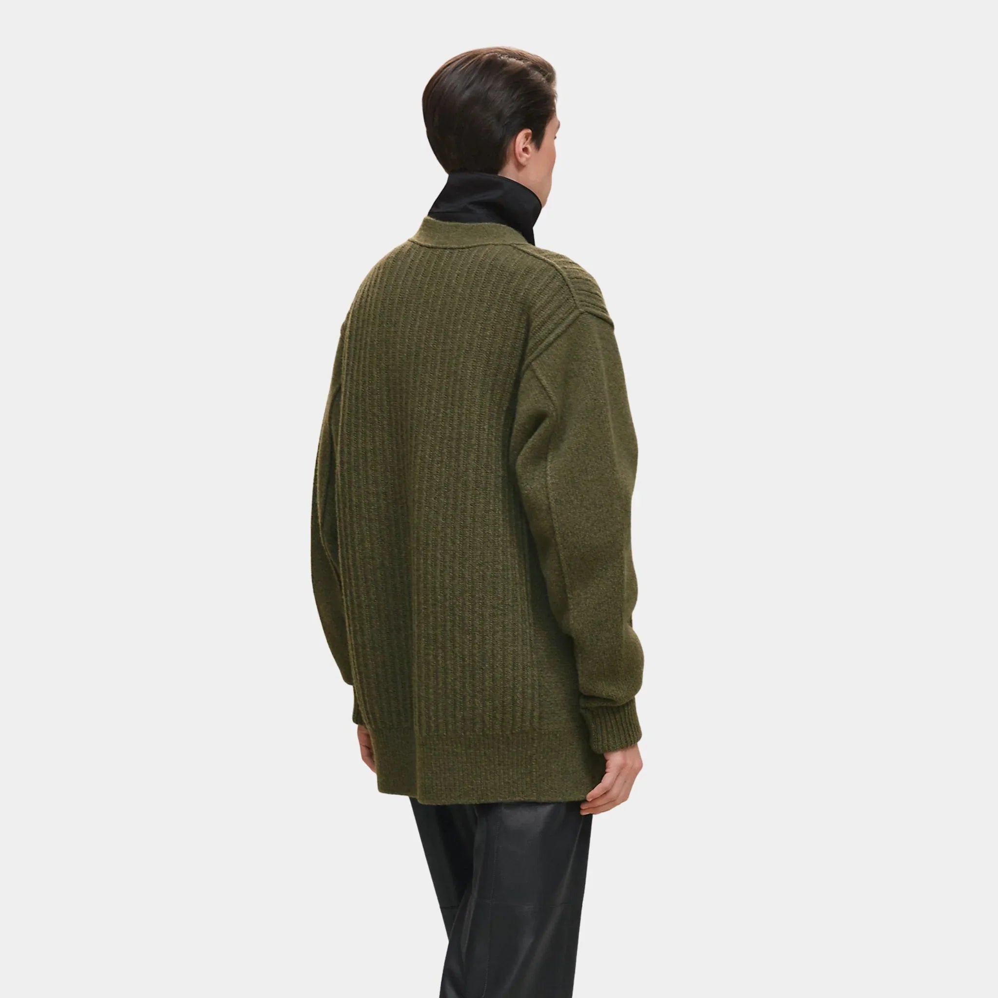 Thick Long-sleeved Cardigan in Scottish Wool