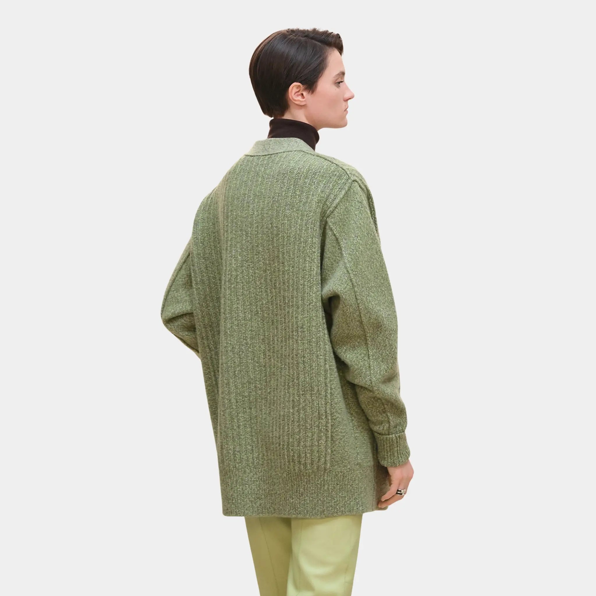 Thick Long-sleeved Cardigan in Scottish Wool