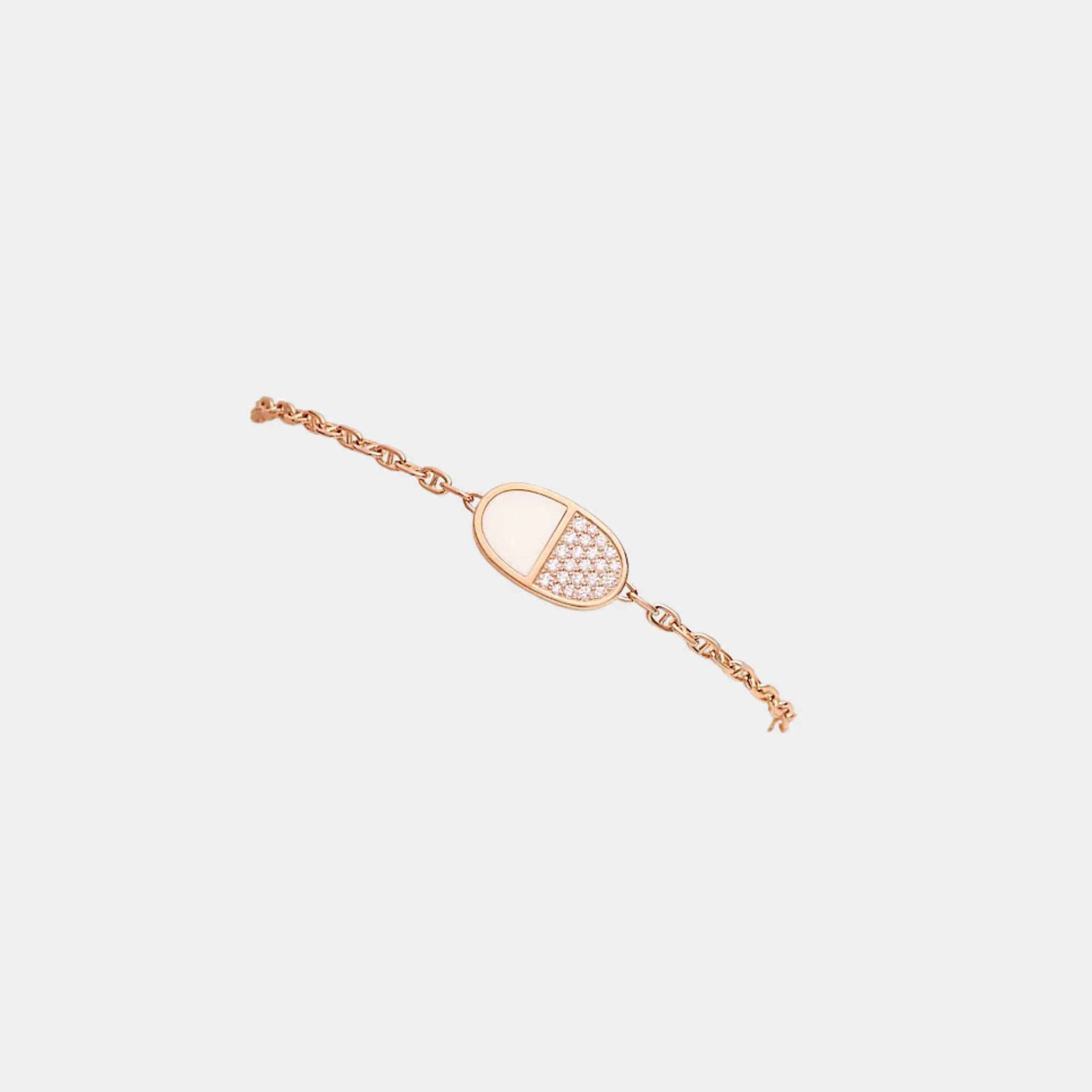 Verso Anchor Chain Bracelet Rose Gold Diamonds Ceramic