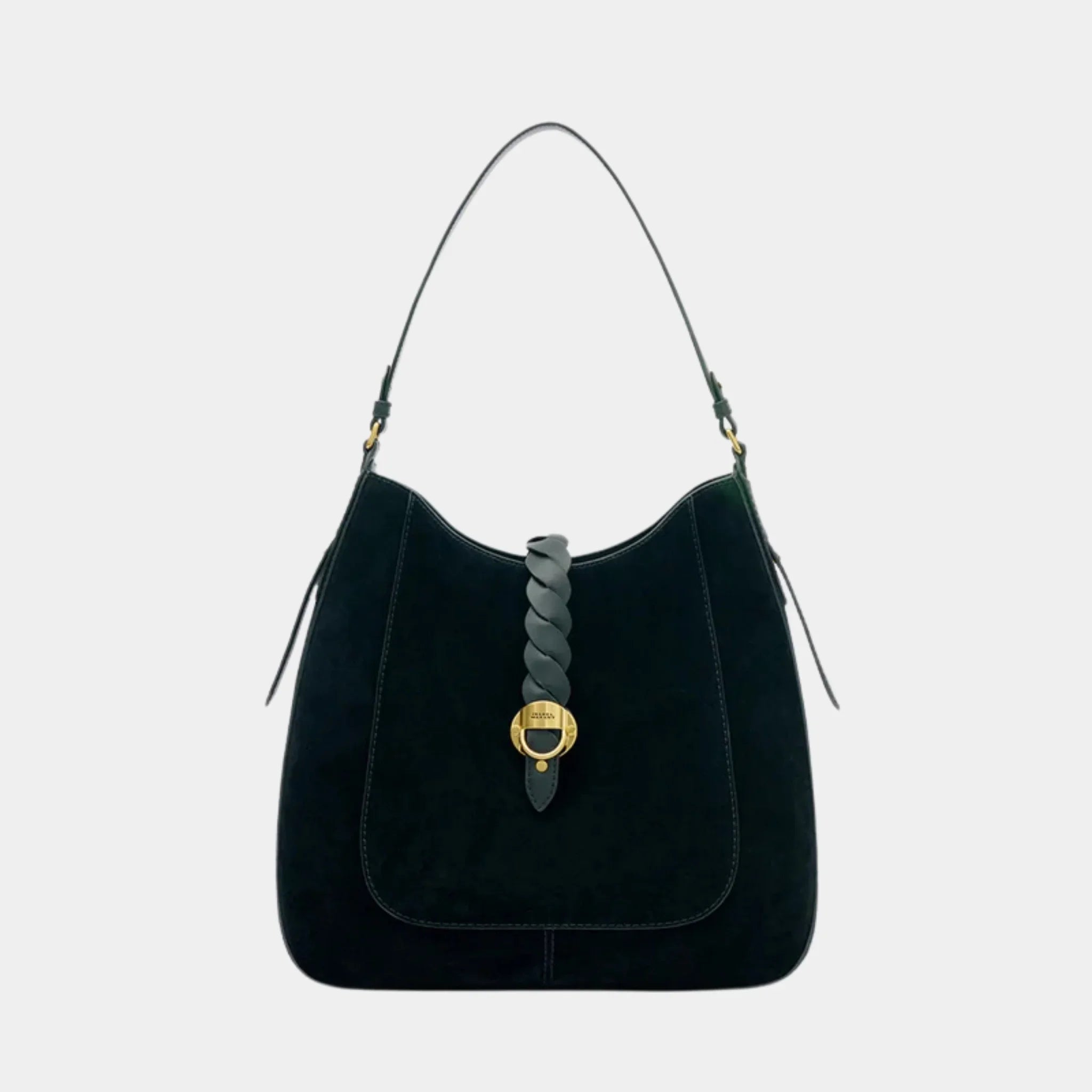 Isabel Marant Altay Hobo Suede Calfskin Leather Bag, Black, Front