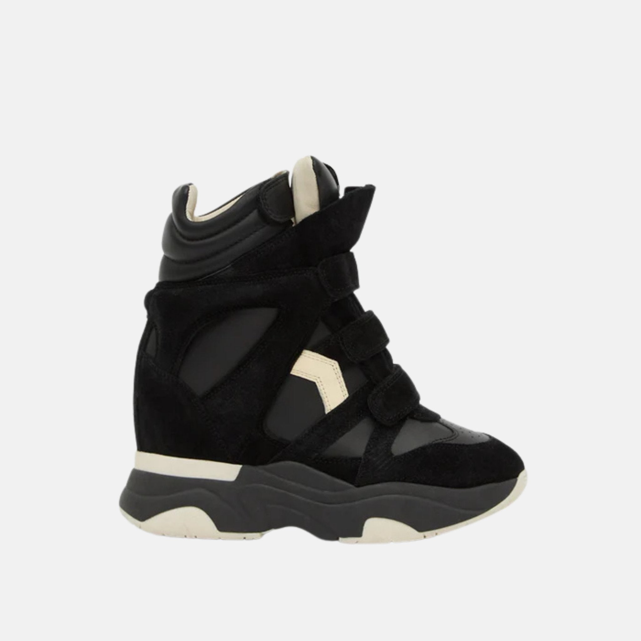 Isabel Marant Balskee High Top Leather Wedge Sneakers, Black, Side