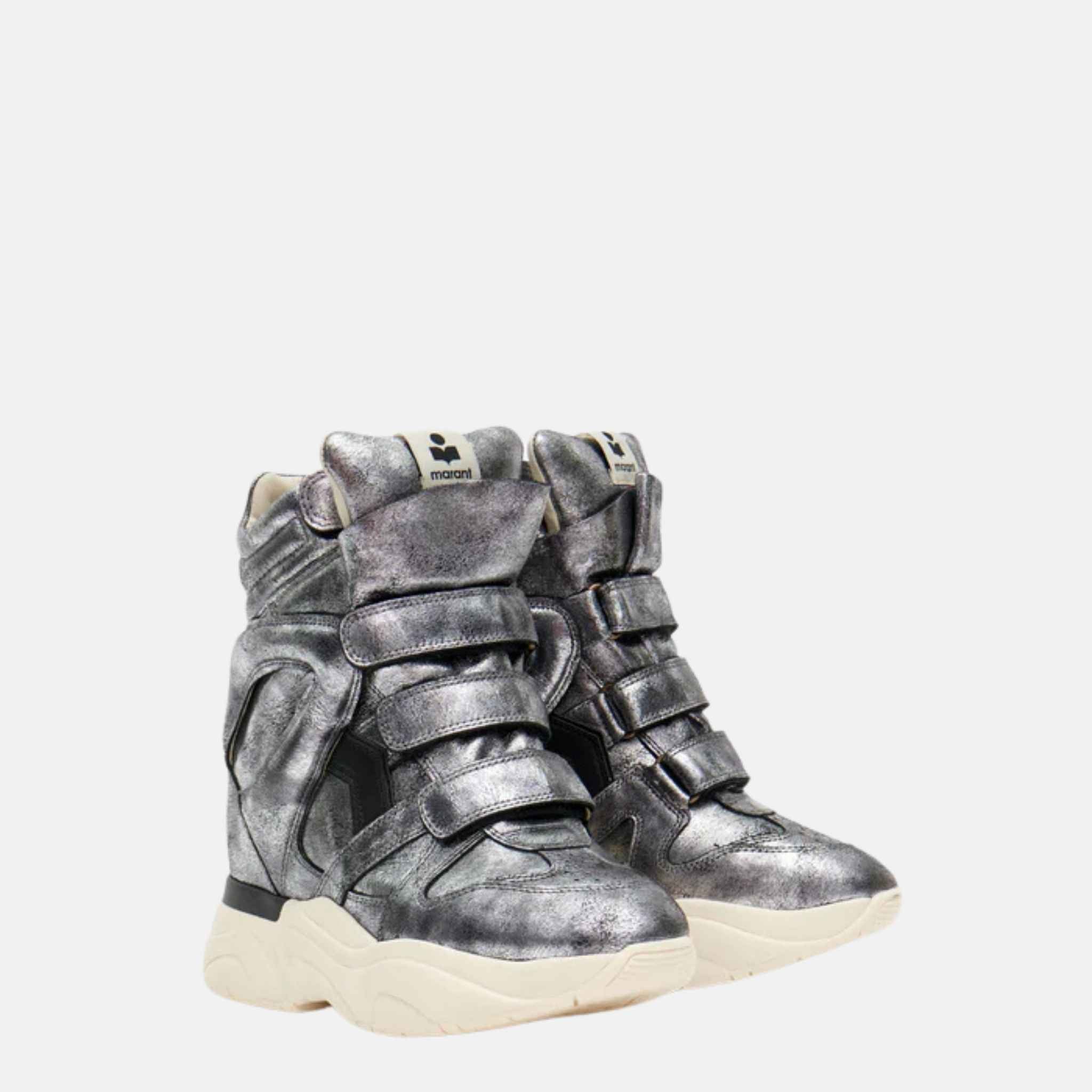 Balskee Wedge Sneakers In Metallic Leather