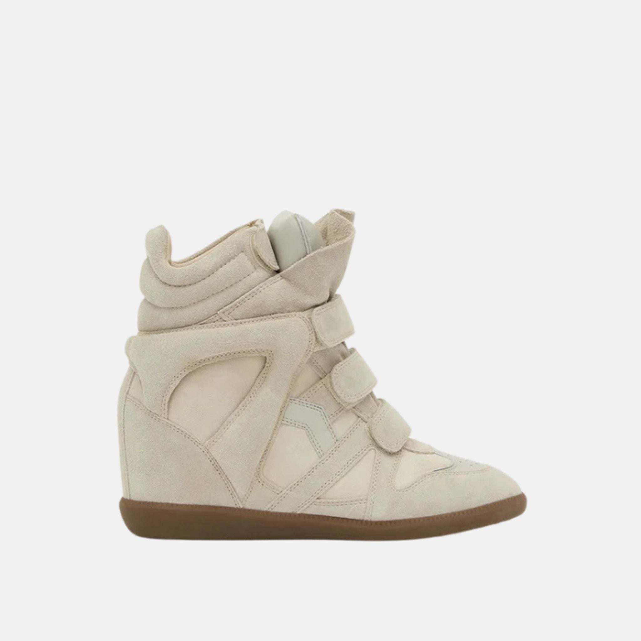 Isabel Marant Bekett Wedge Sneakers In Lambskin And Suede, Ecru, Side