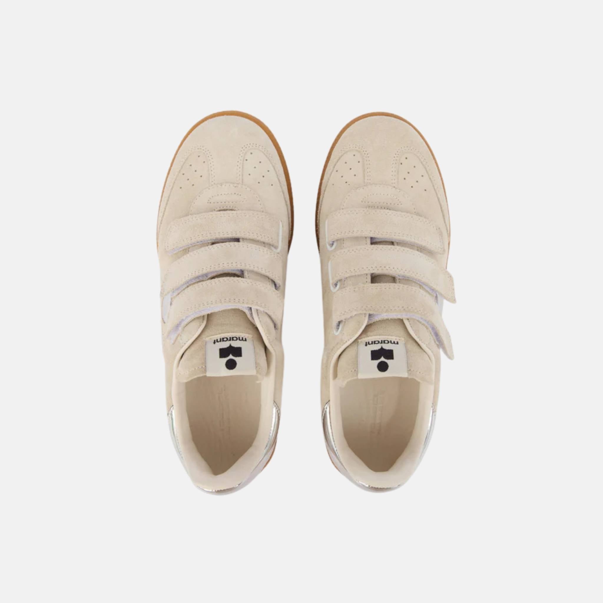 Beth Low Top Sneakers In Suede Calfskin With Metallic Yoke