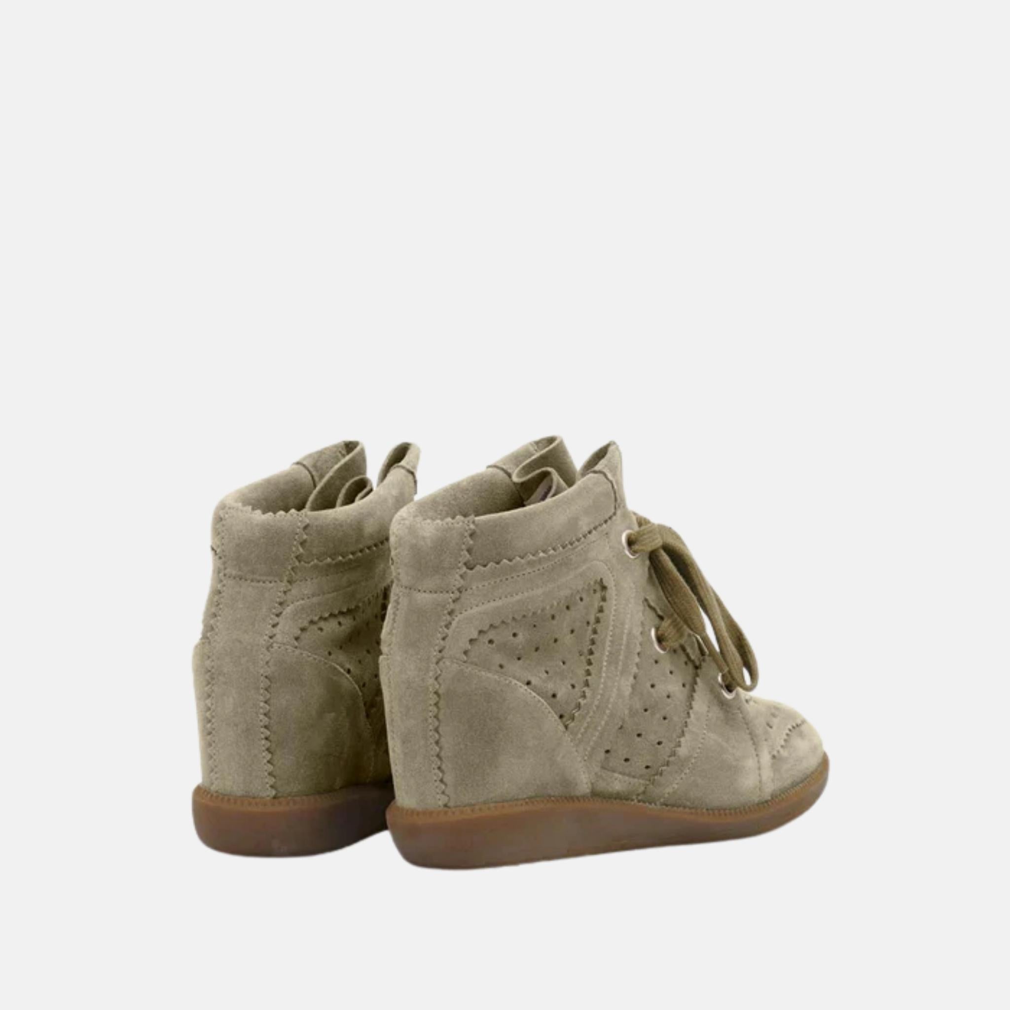 Bobby Wedge Sneakers In Suede Leather