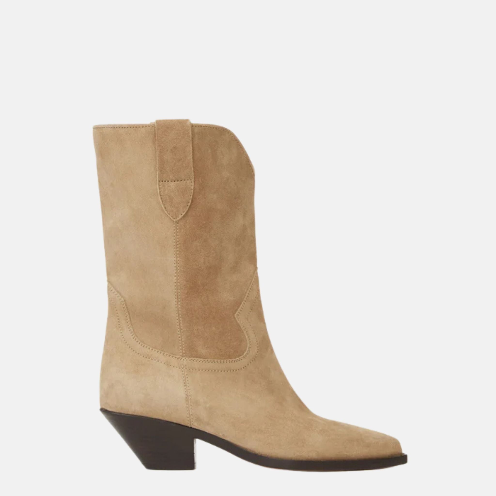 Isabel Marant Dahope Cowboy Boots In Suede Calfskin Leather, Beige, Side