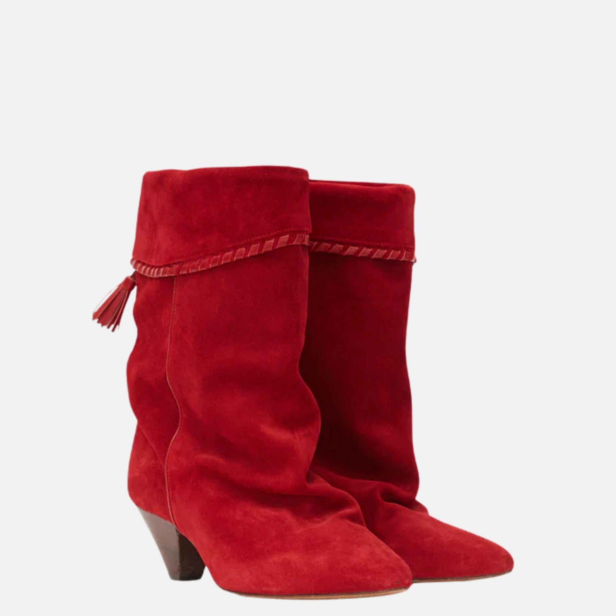 Dalby Draped Boots In Suede Calfskin Leather