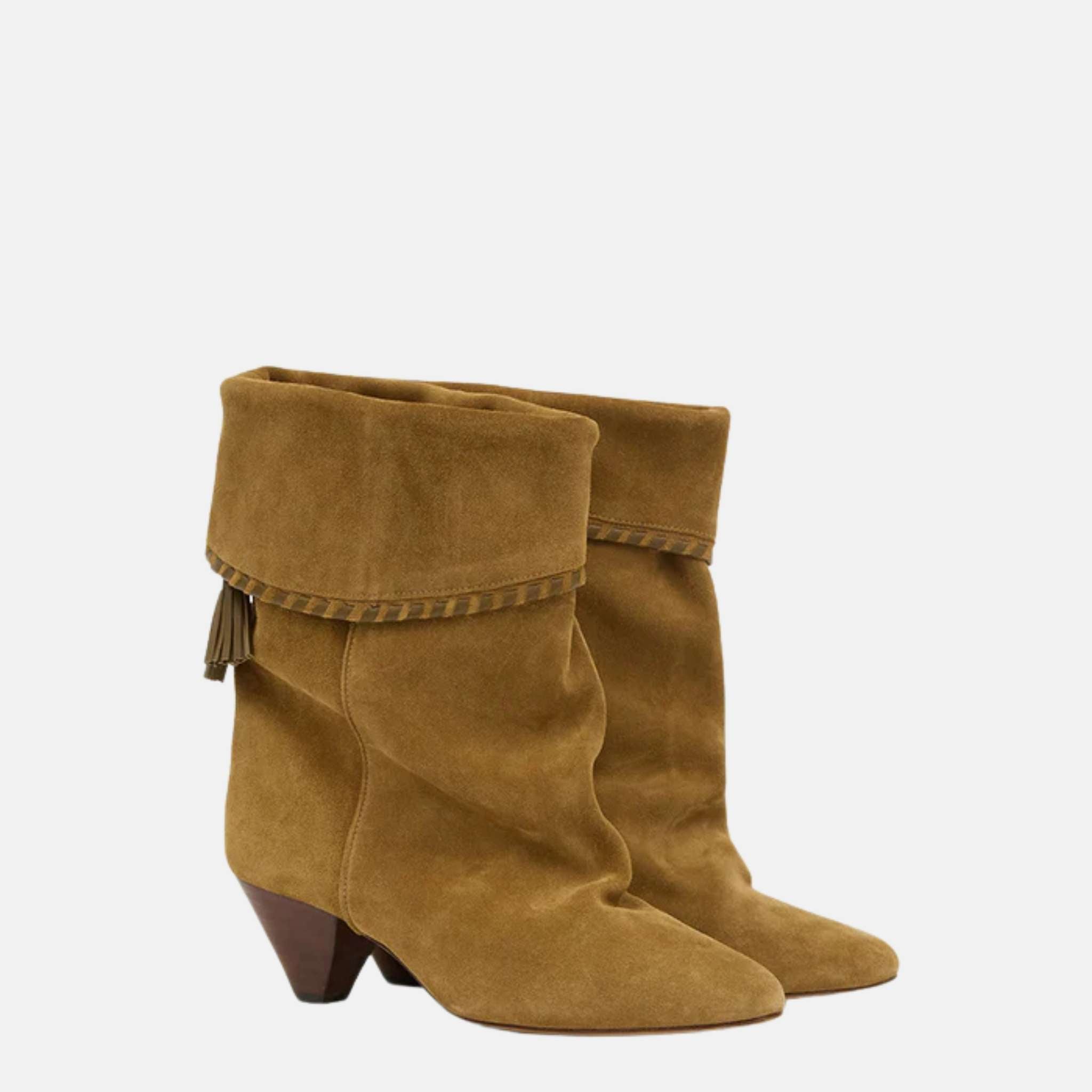 Dalby Draped Boots In Suede Calfskin Leather