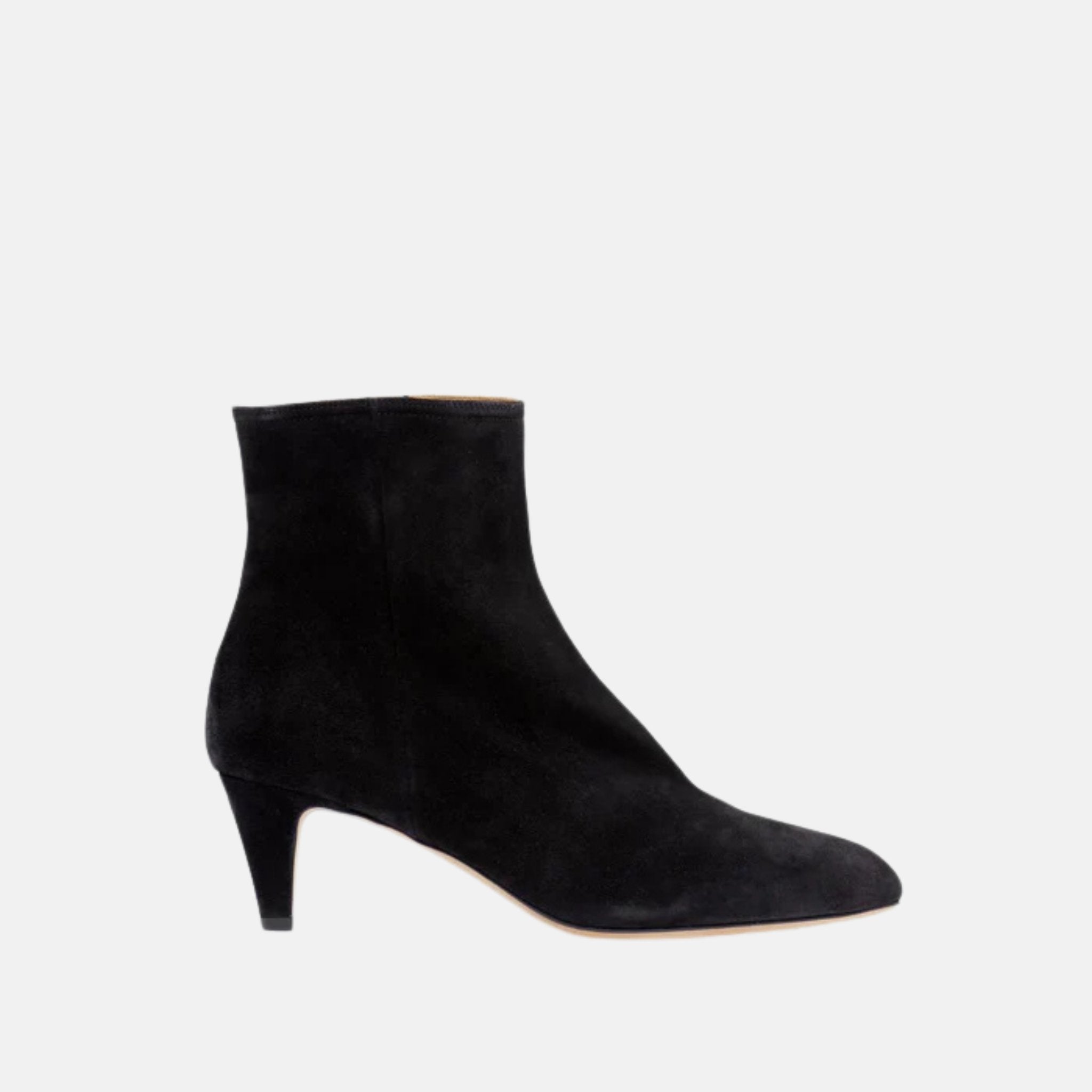Isabel Marant Deone High Heeled Ankle Boots In Suede Leather, Black, Side