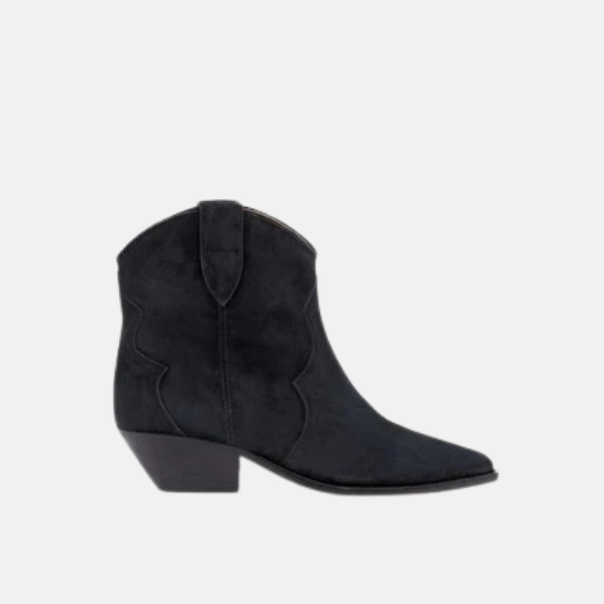 Isabel Marant Dewina Cowboy Boots In Suede Calfskin Leather, Black, Side