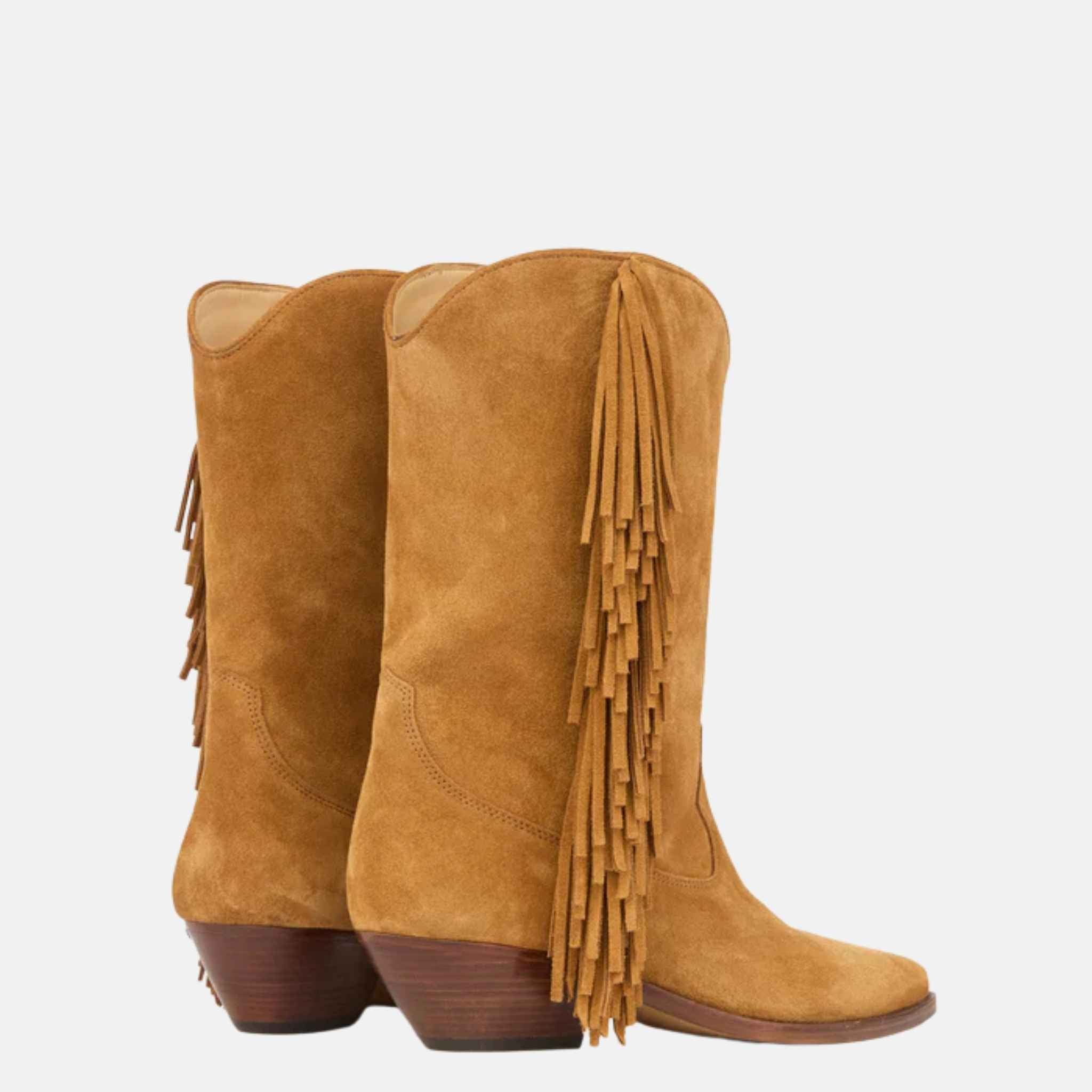 Duerto Cowboy Boots In Fringed Suede Calfskin