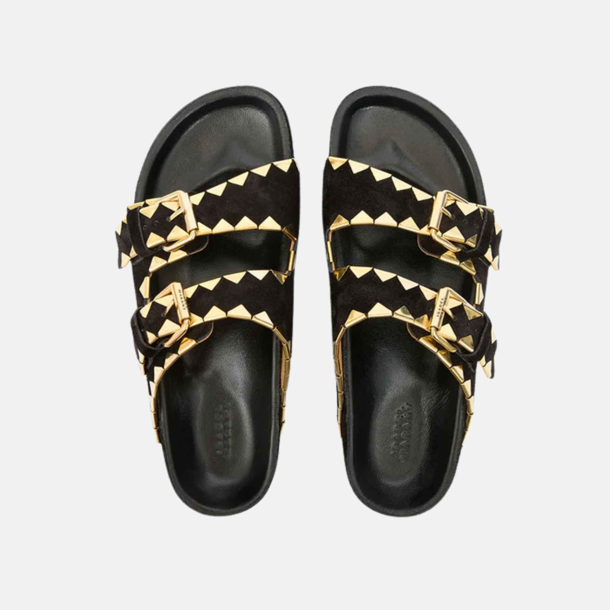 Lennyo Flat Embellished Sandals In Leather