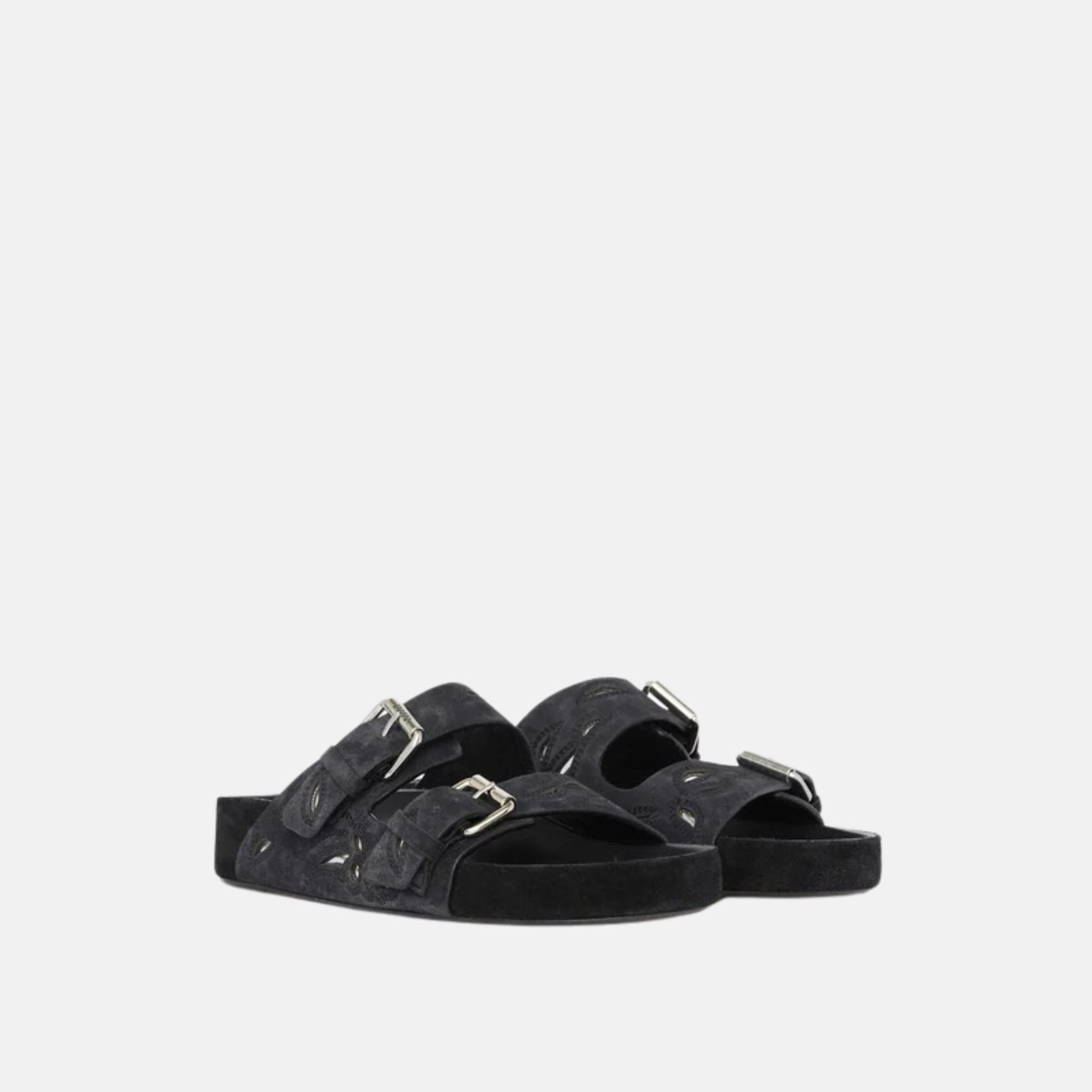 Lennyo Flat Sandals In Patterned Leather