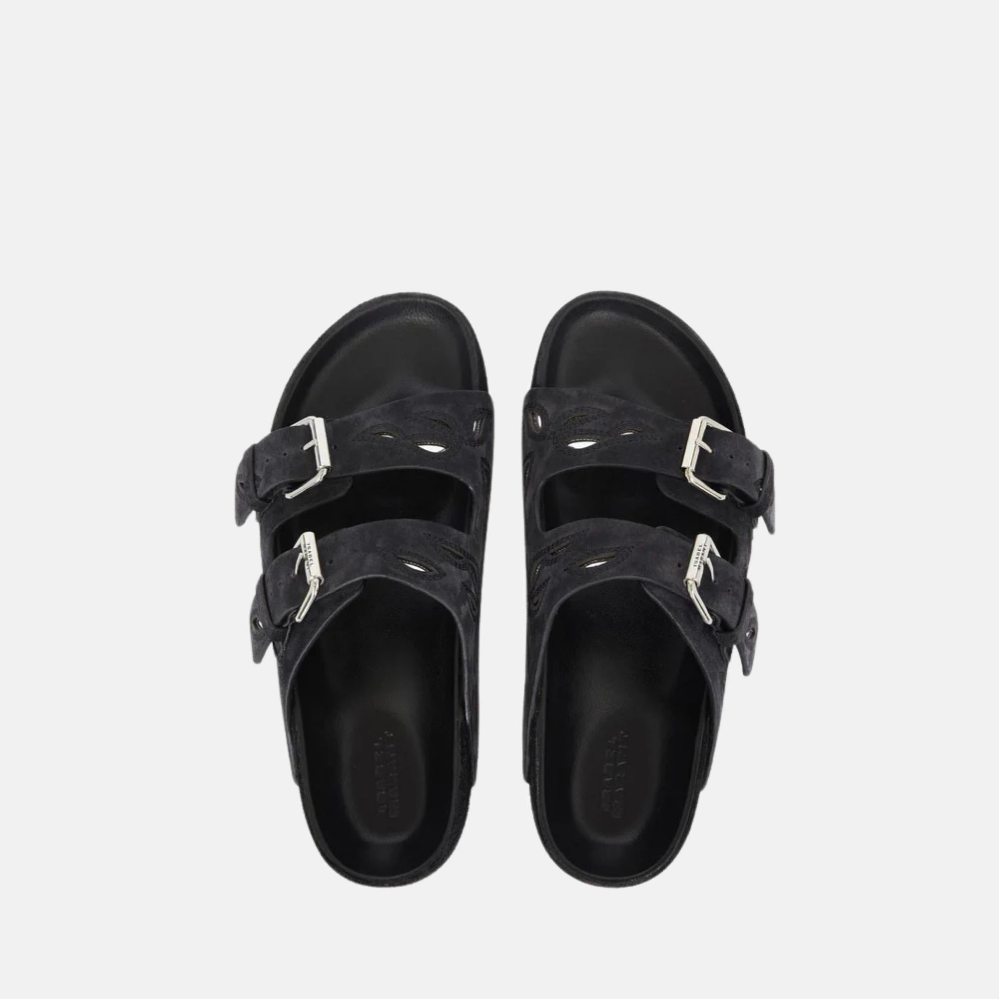 Lennyo Flat Sandals In Patterned Leather